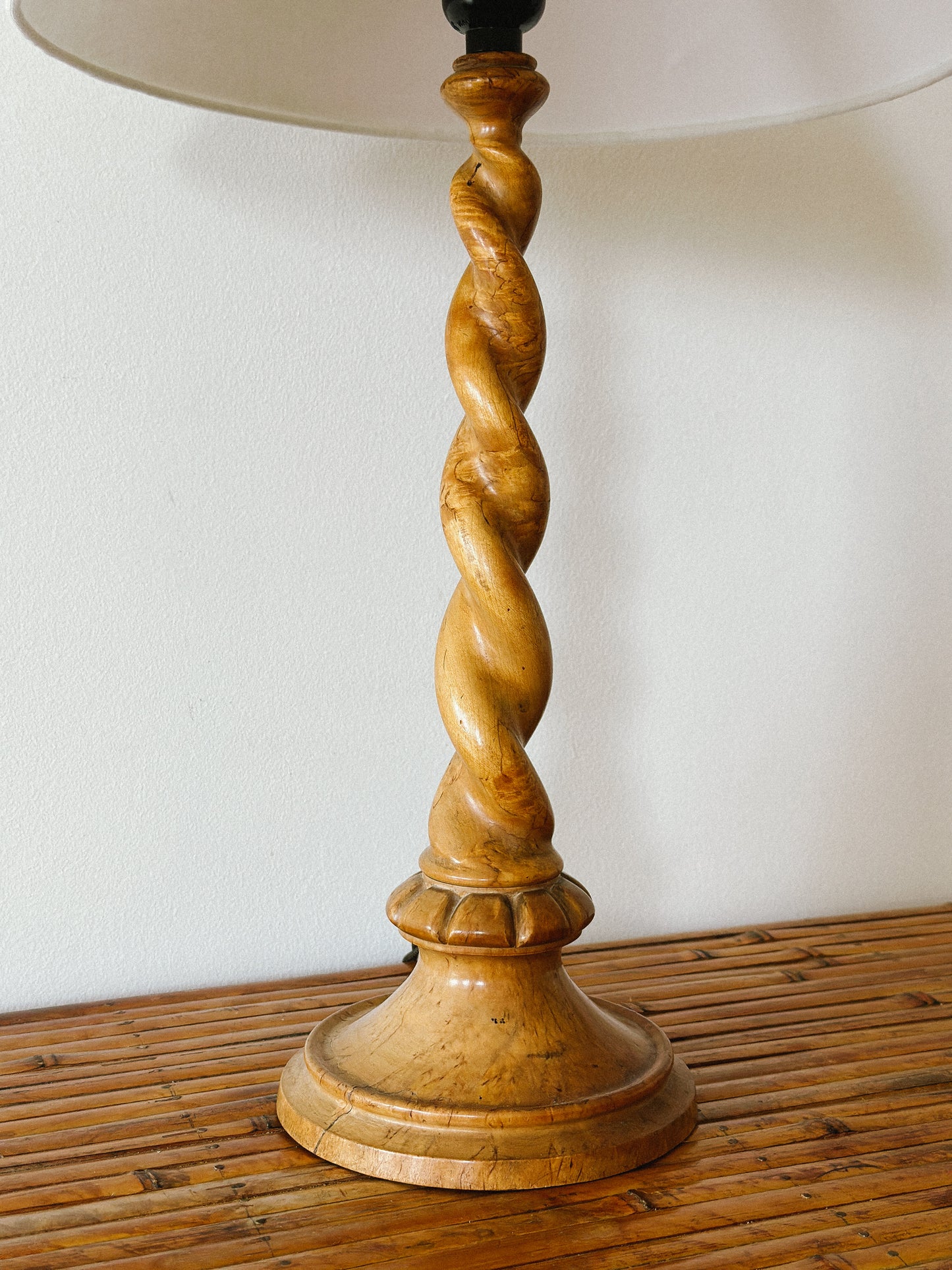EARLY 20 C. BIRCH WOOD TWIST LAMP, France