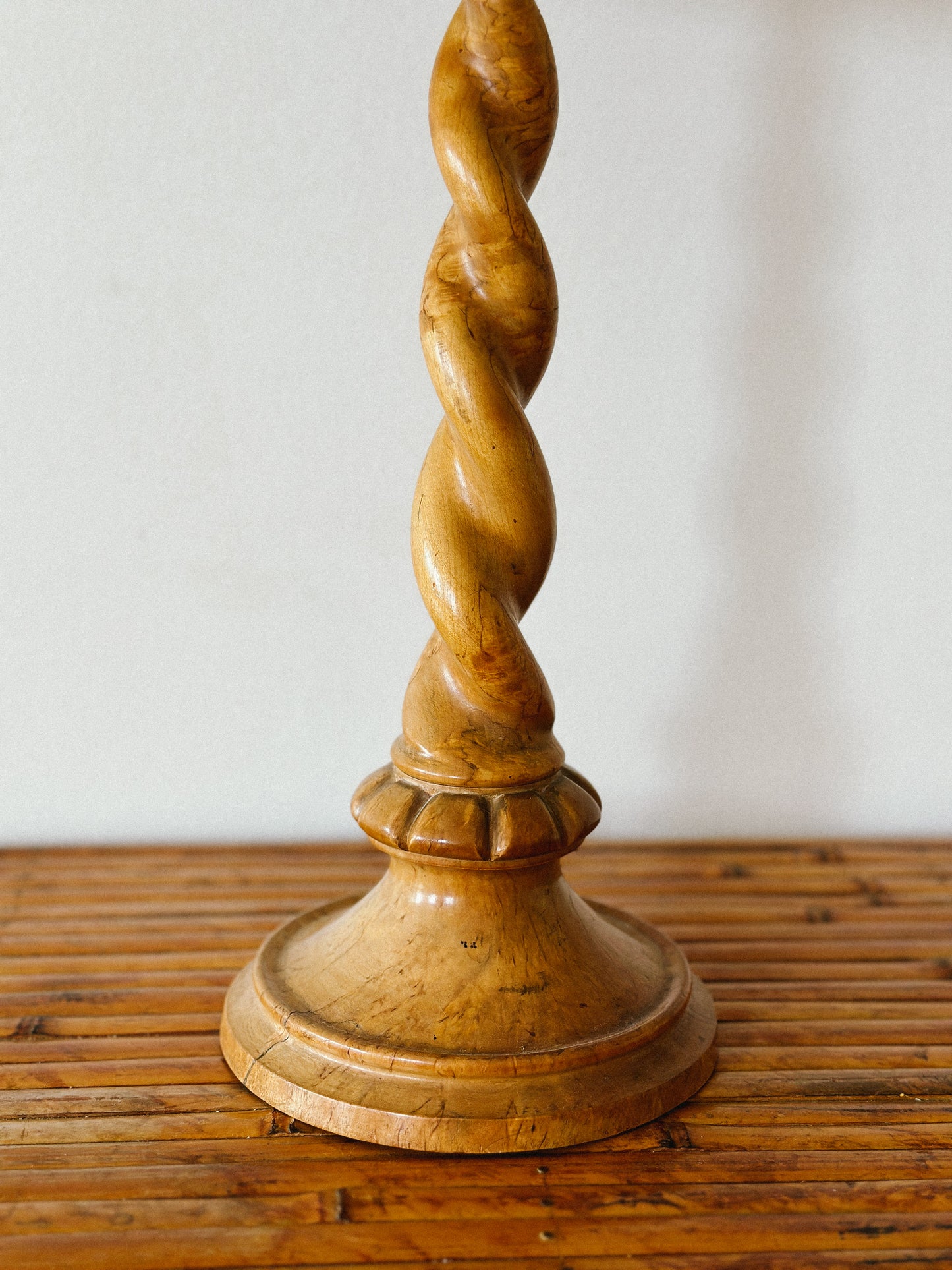EARLY 20 C. BIRCH WOOD TWIST LAMP, France