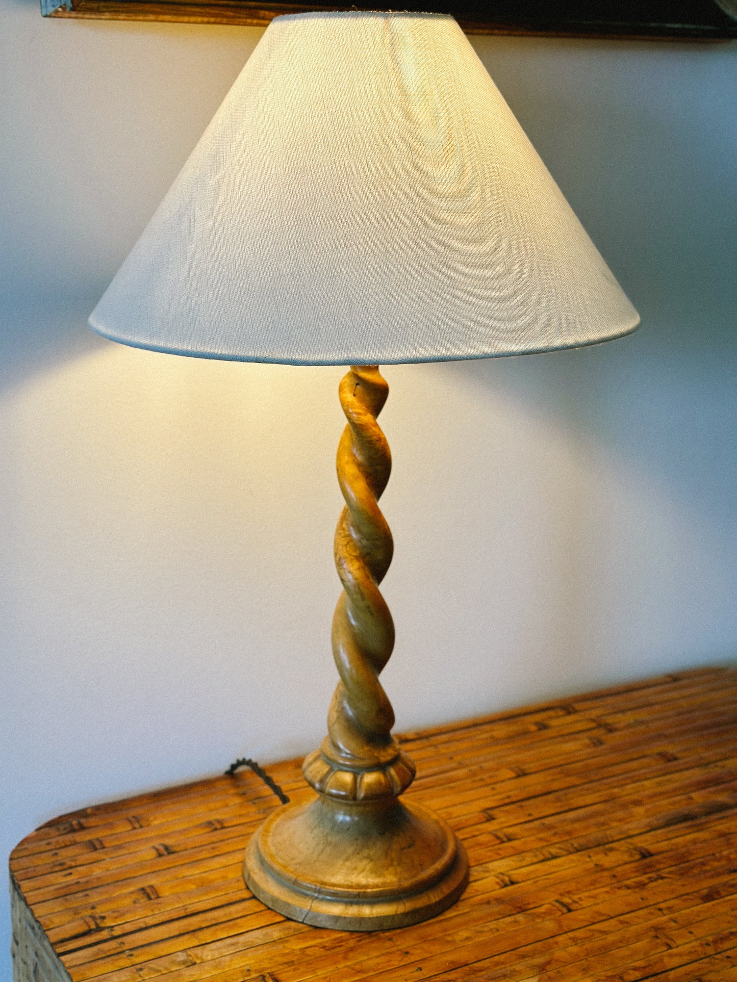 EARLY 20 C. BIRCH WOOD TWIST LAMP, France