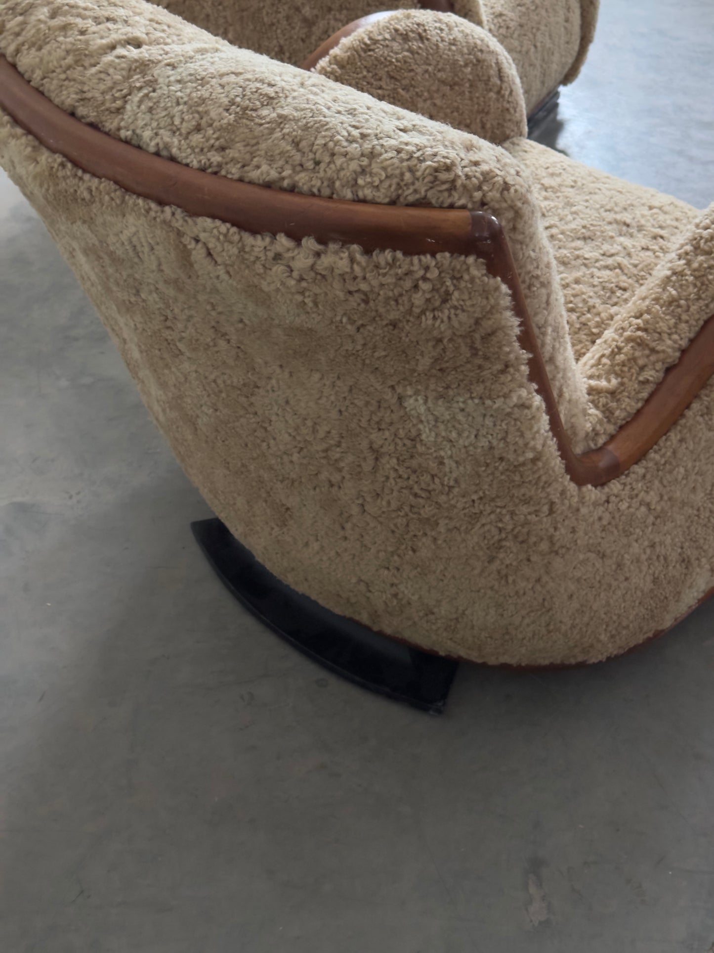 Danish Art Deco Easy Chairs in Sheepskin, Pair, c. 1940