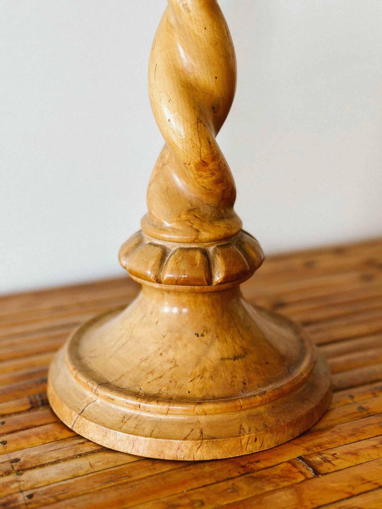 EARLY 20 C. BIRCH WOOD TWIST LAMP, France