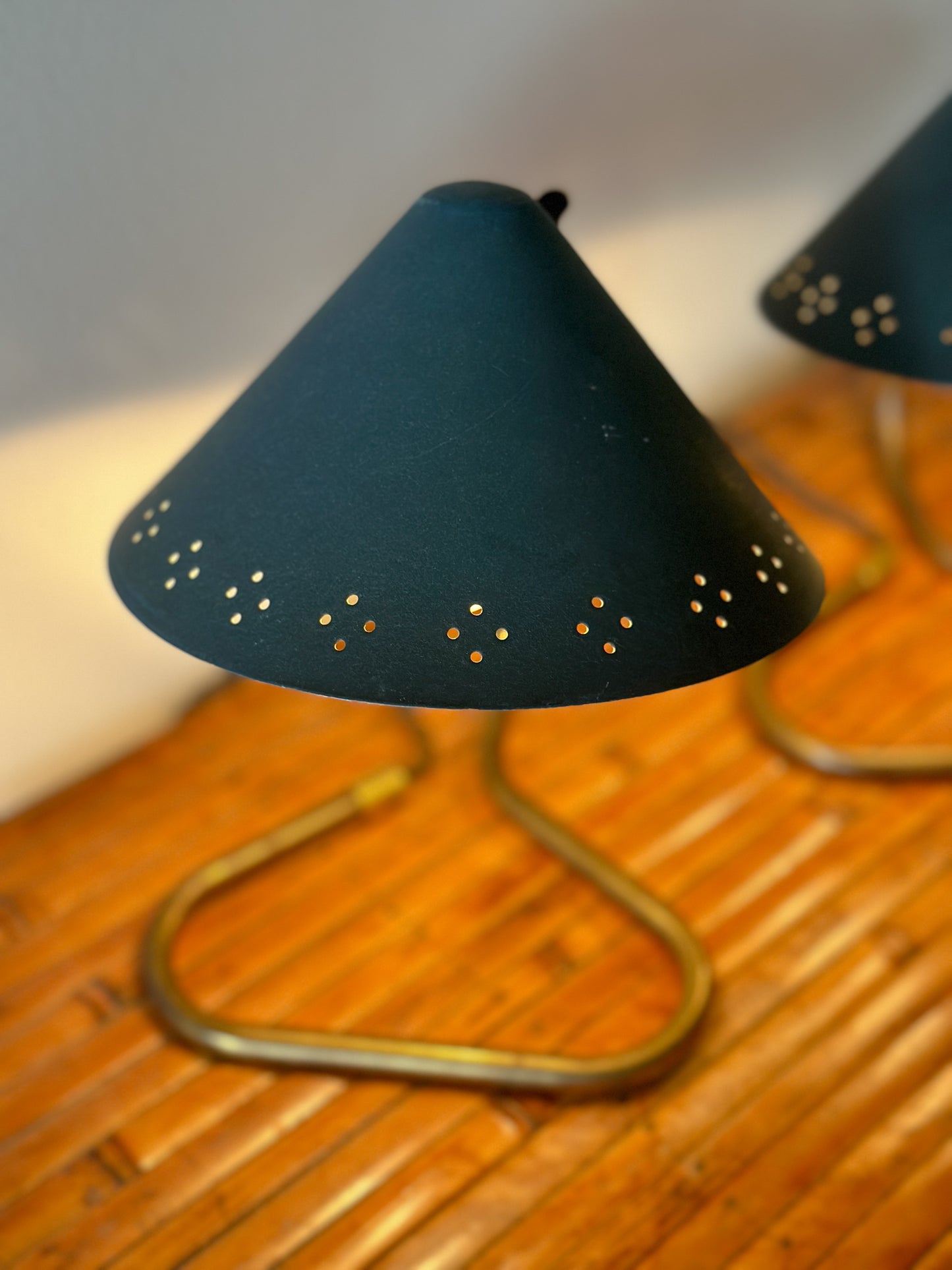 PAIR OF BRASS & METAL 'GK14' TABLE LAMPS, Sweden
