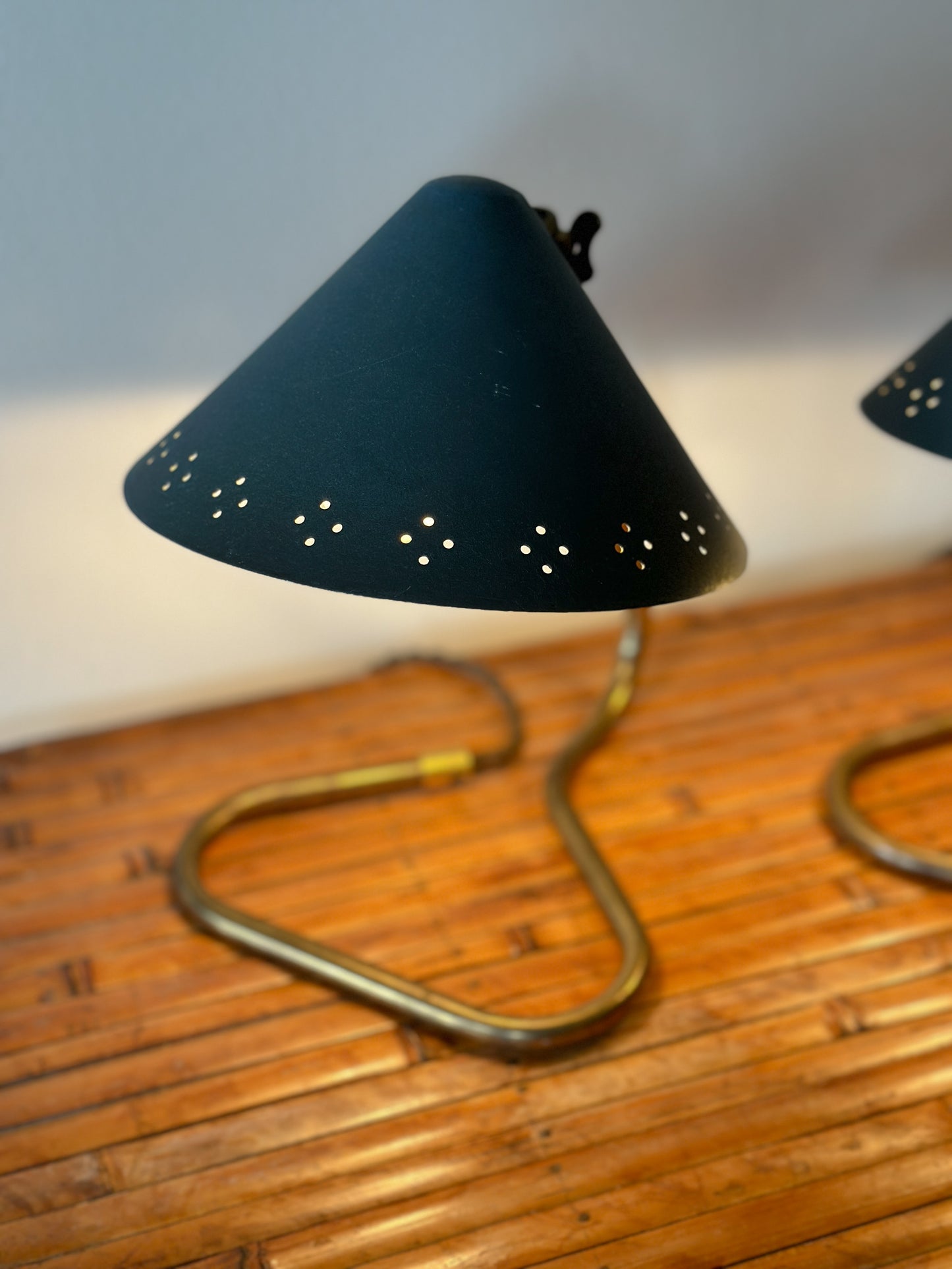 PAIR OF BRASS & METAL 'GK14' TABLE LAMPS, Sweden