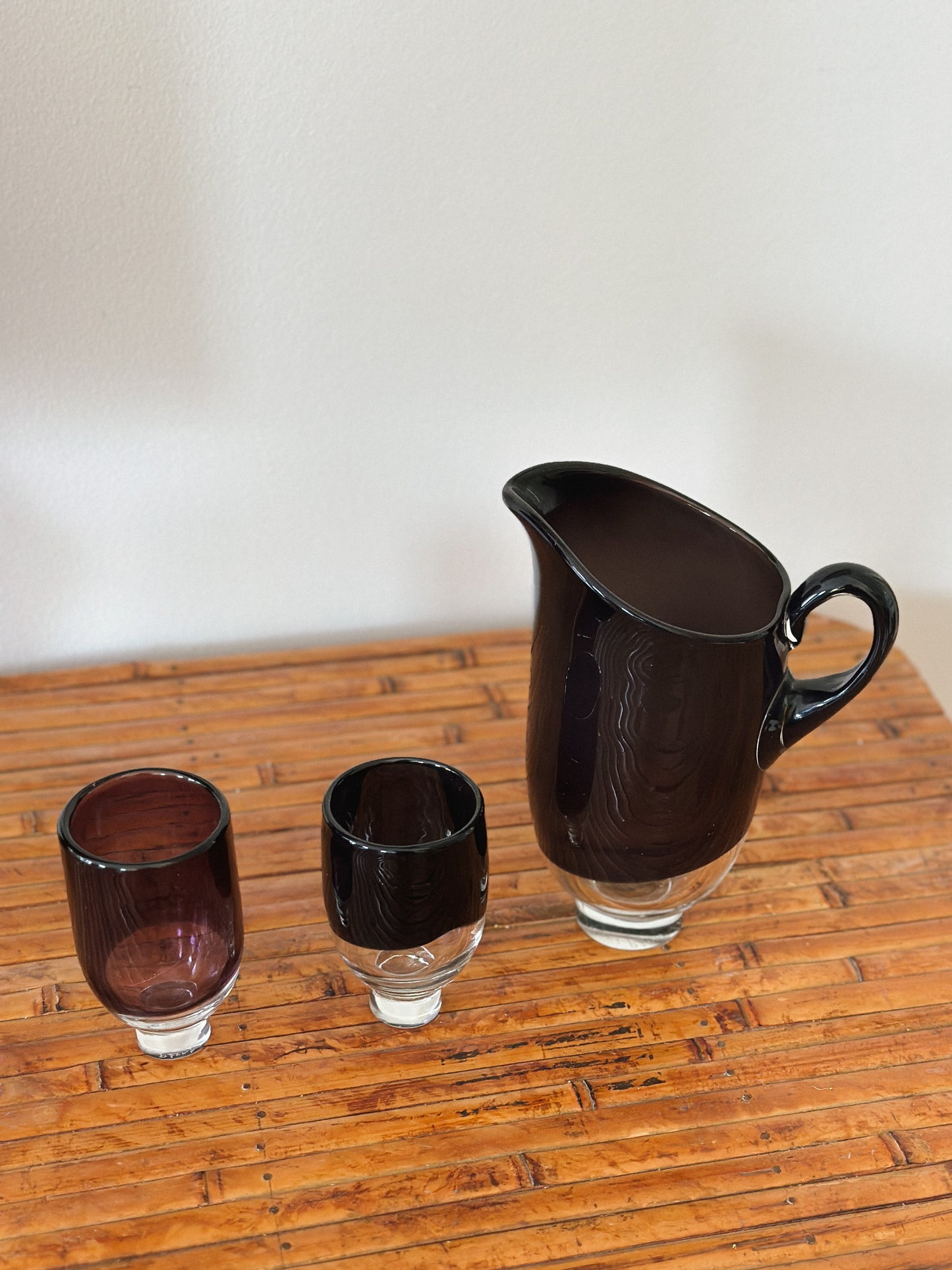 1980s BEDSIDE PITCHER WITH GLASSES, Swedish