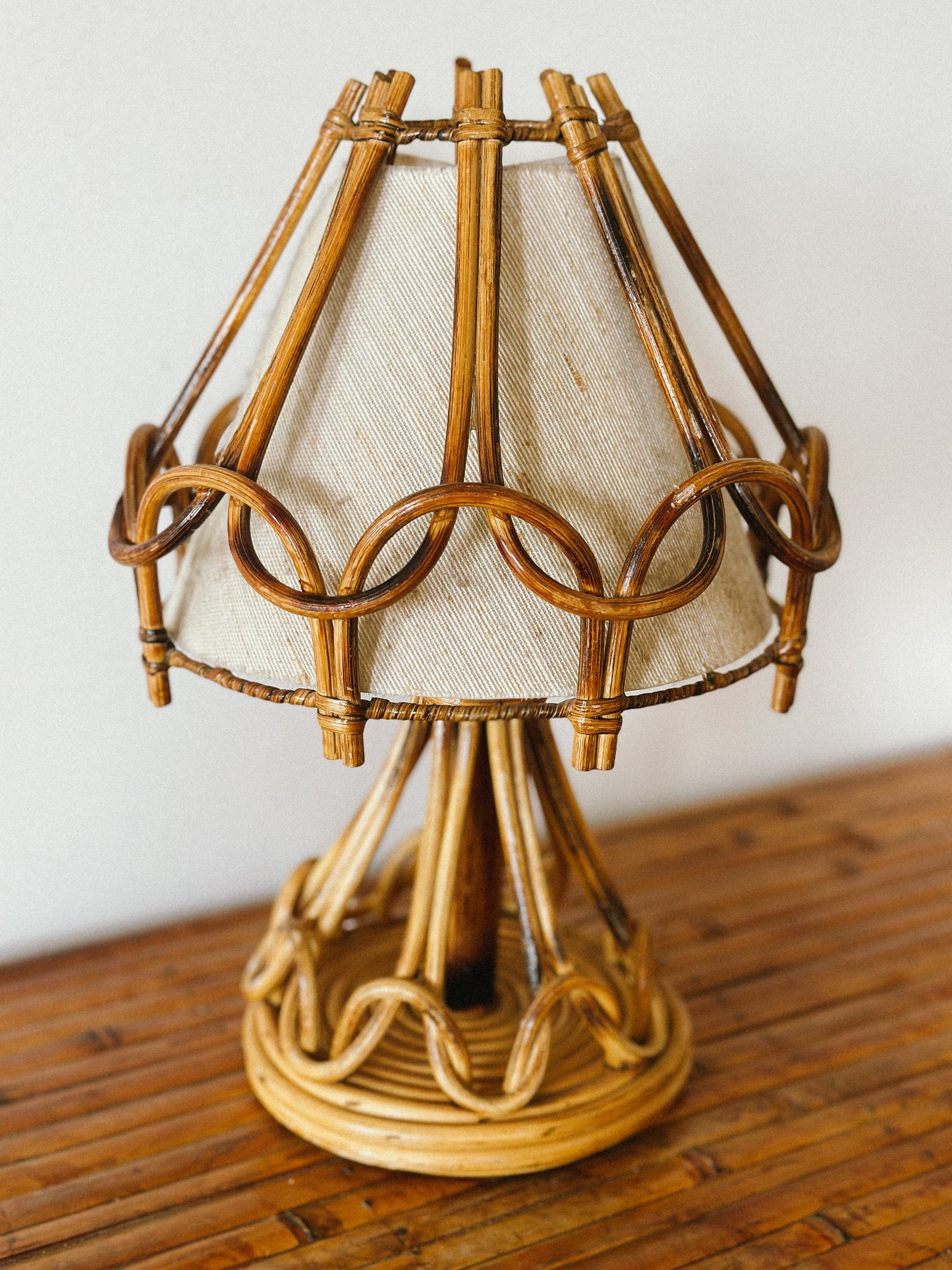 1950s RATTAN LAMP, French
