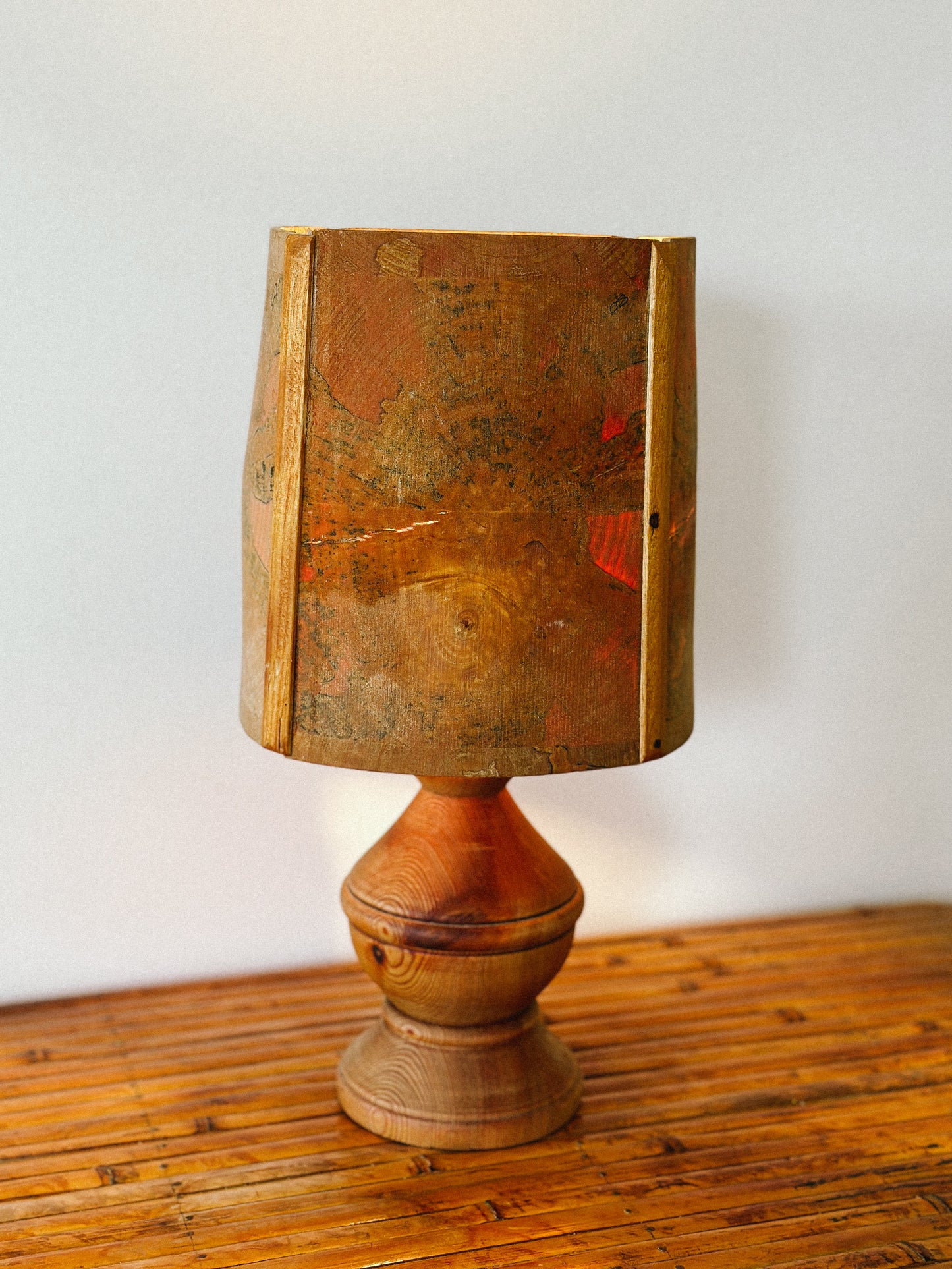 TURNED WOODEN LAMP, French