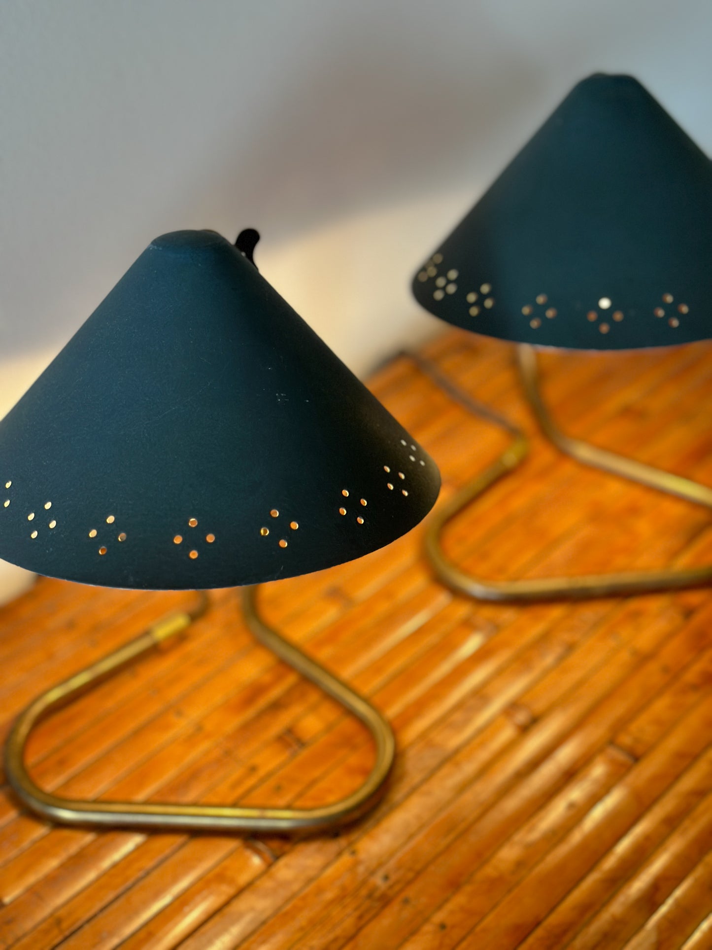 PAIR OF BRASS & METAL 'GK14' TABLE LAMPS, Sweden