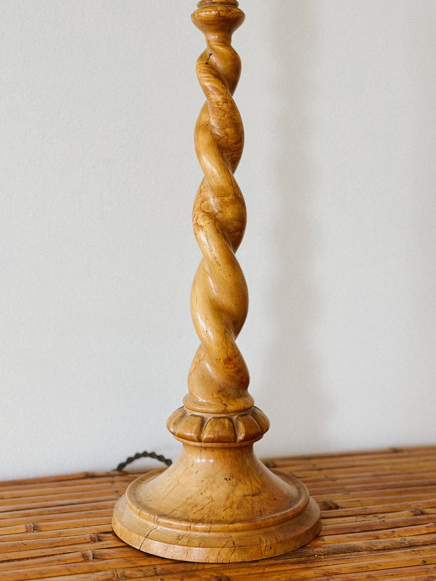 EARLY 20 C. BIRCH WOOD TWIST LAMP, France