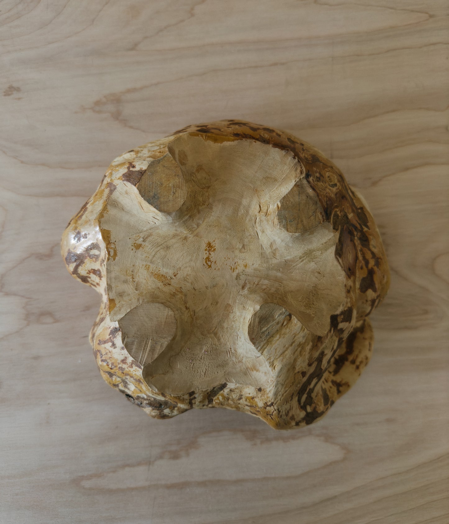 SCANDI HANDCARVED WOODEN WHIRL BOWL C. 1960