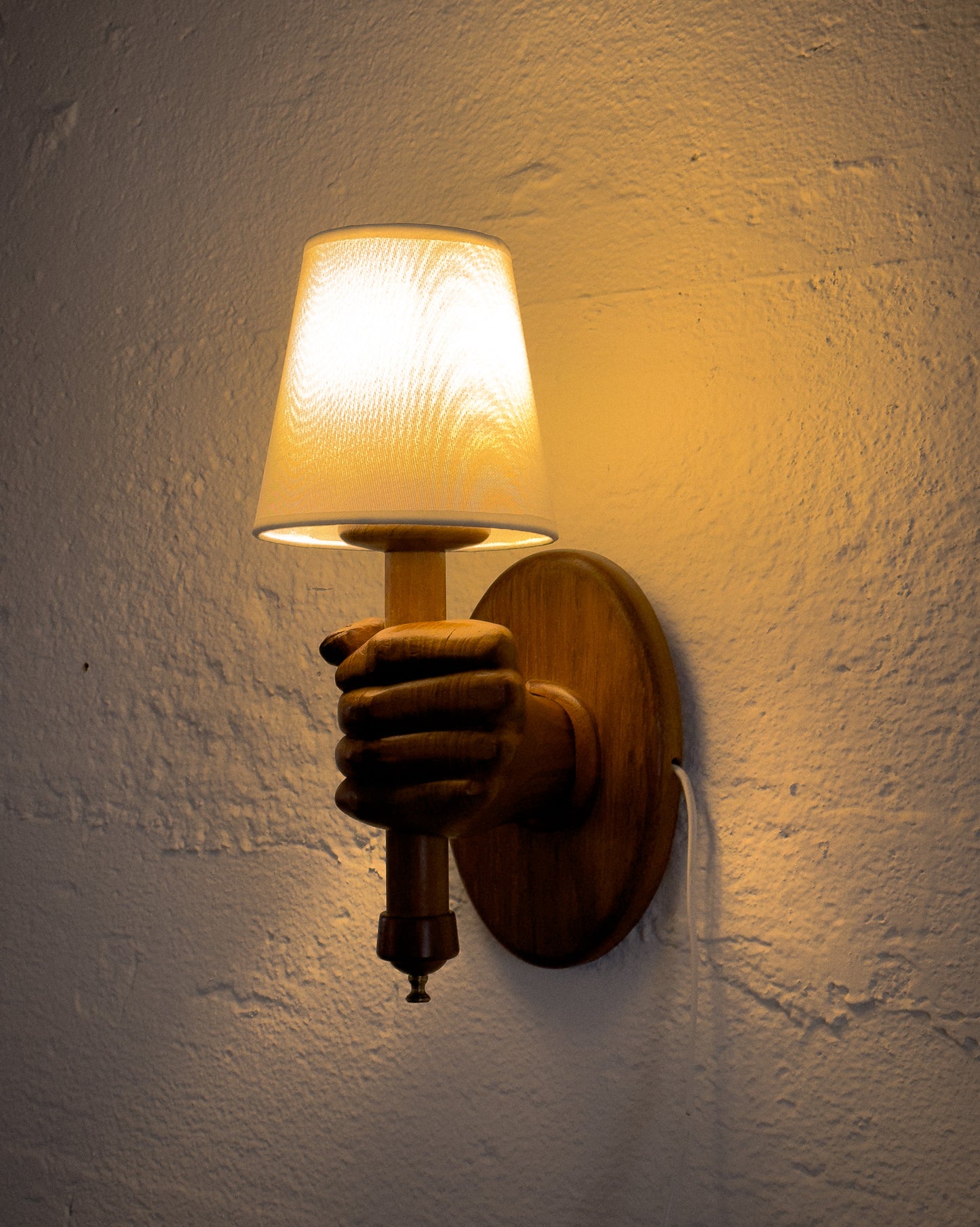 Hand-Carved Wooden Hand Wall Sconce, France c. 1960