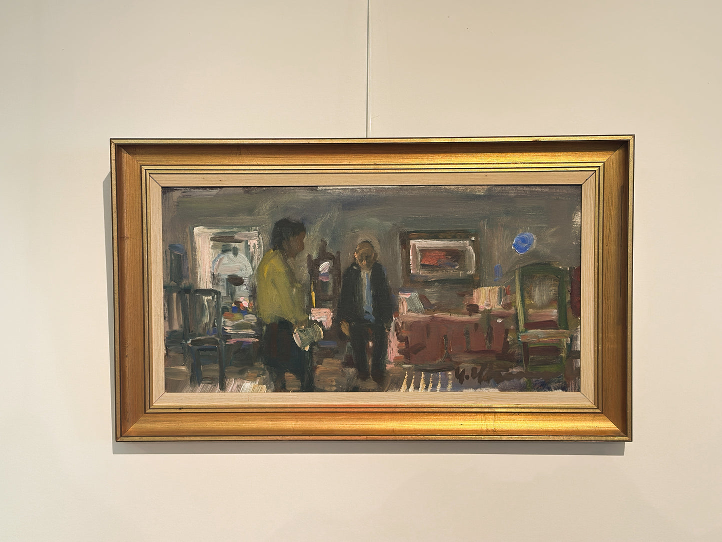 Interior View Oil on Canvas Signed by Uno Herbert Karlsson, Sweden 20th Century