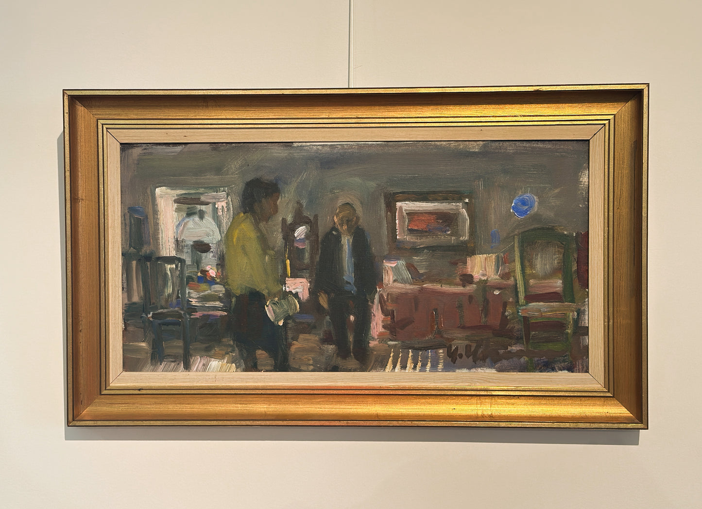 Interior View Oil on Canvas Signed by Uno Herbert Karlsson, Sweden 20th Century