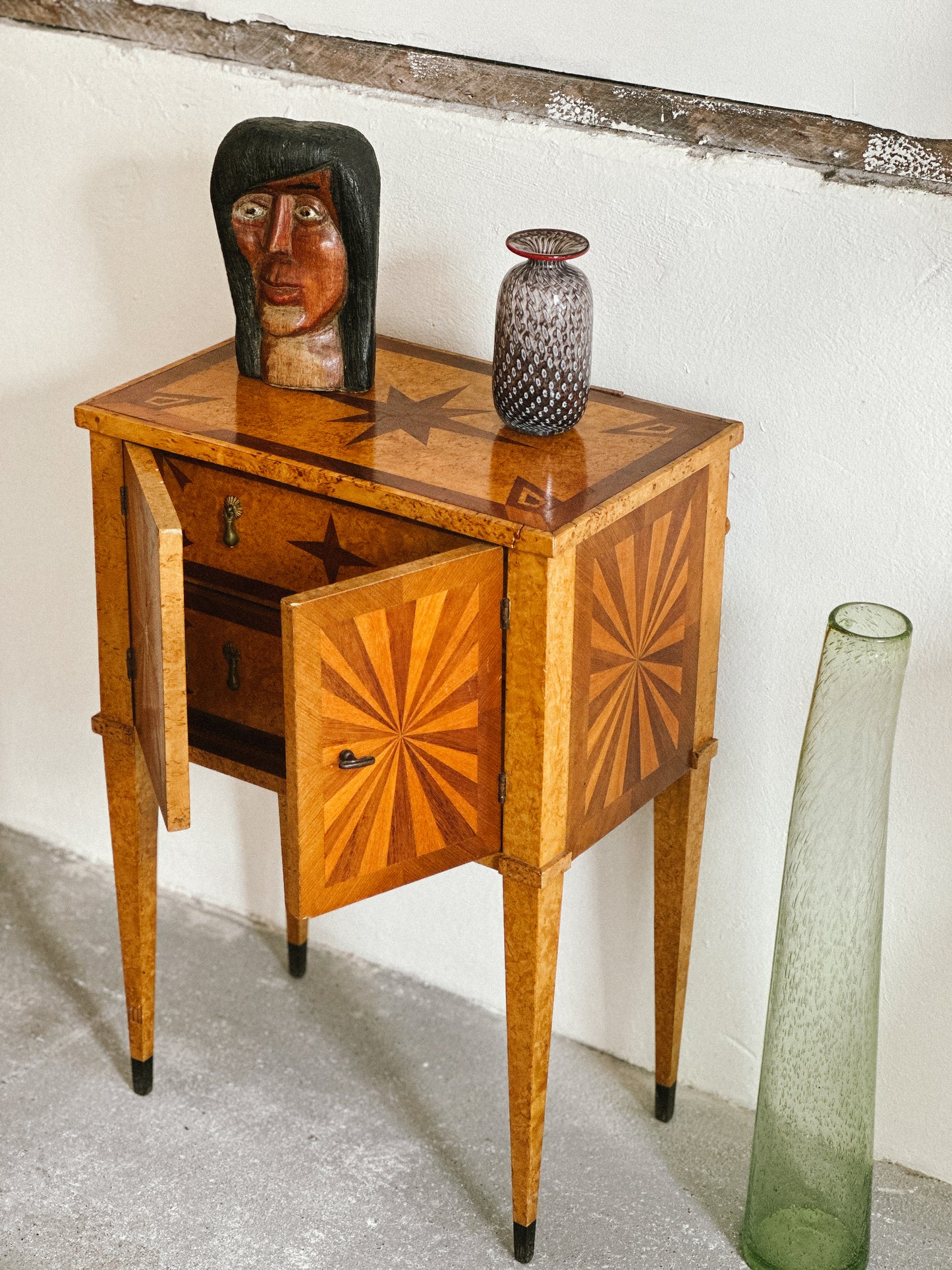 19th C Swedish Burl & Marquetry Cabinet