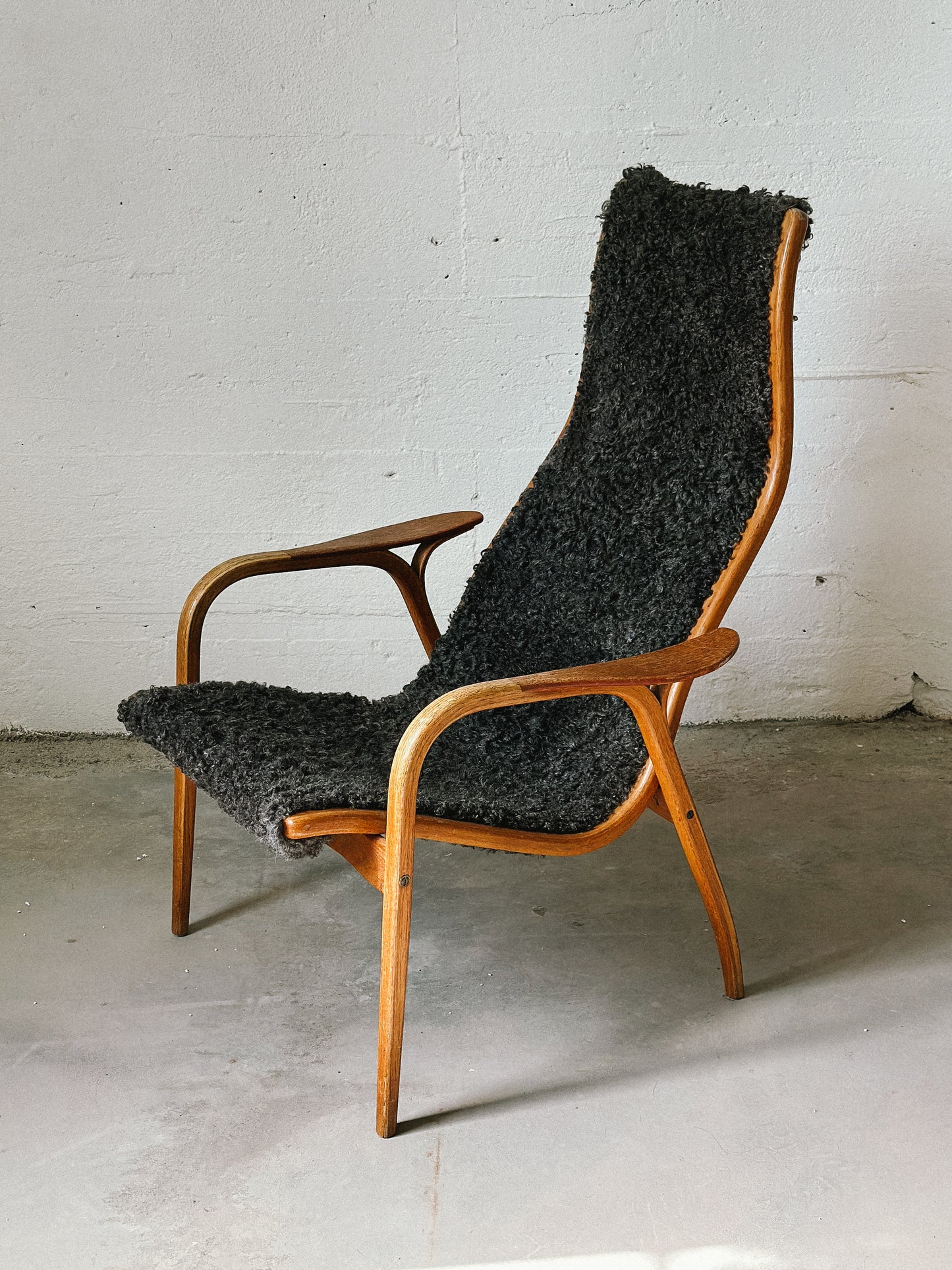 Yngve Ekstrom Sheepskin Lamino Armchair, Sweden