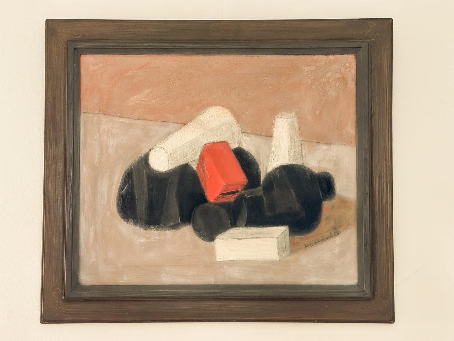 Objects and Red Box by Gunnar Hållander, Oil on Canvas, Sweden c. 1967
