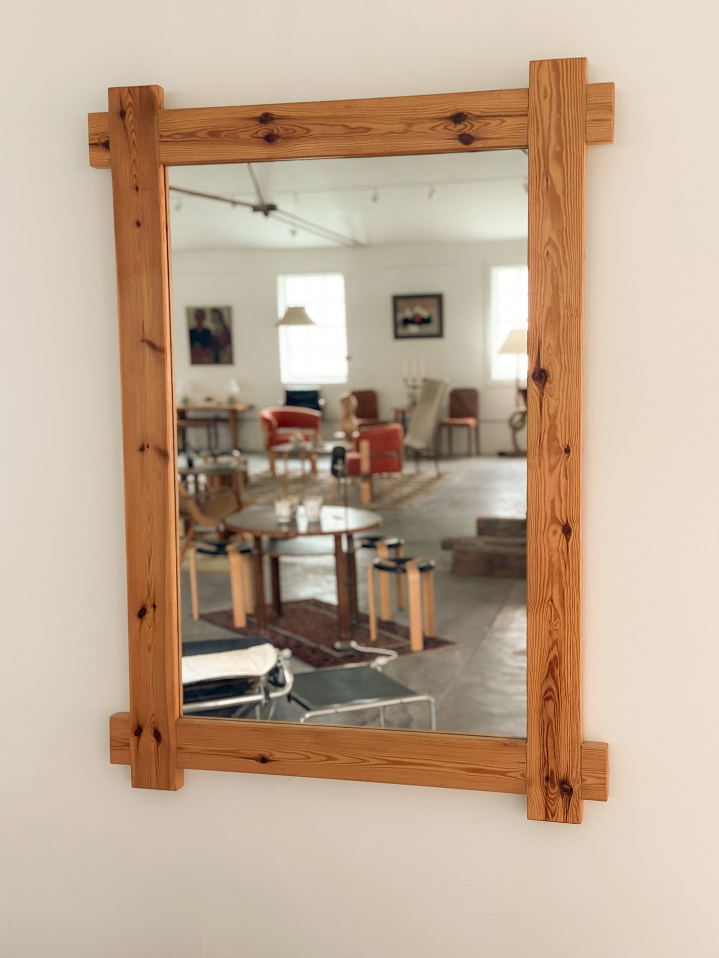 Pine Scandinavian Half-Lap Mirror c. 1970