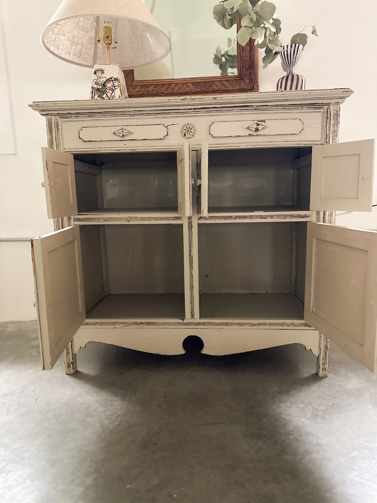 Swedish Gustavian Painted Cabinet With Carved Star Rosette, c. 19th Century