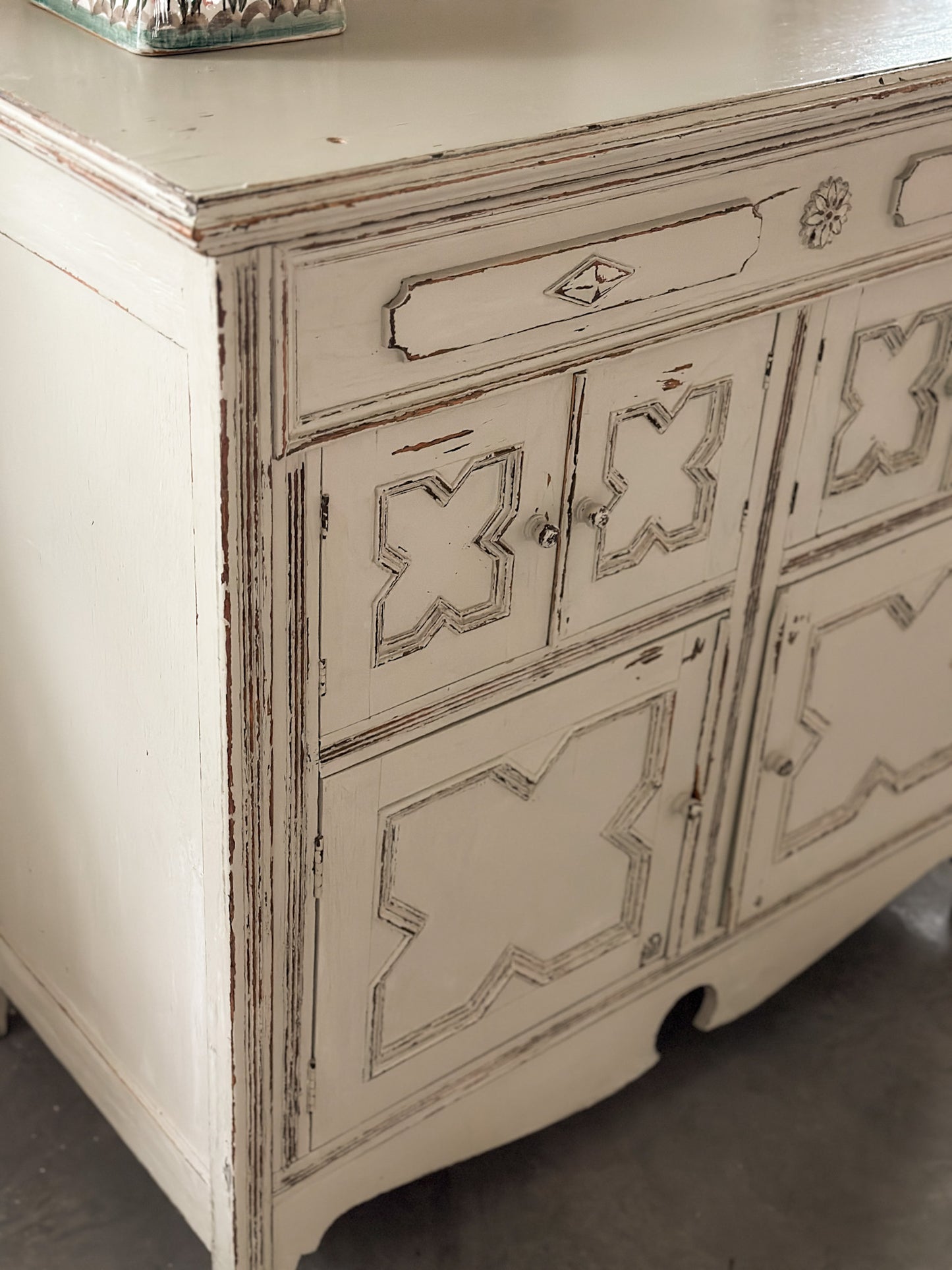 Swedish Gustavian Painted Cabinet With Carved Star Rosette, c. 19th Century
