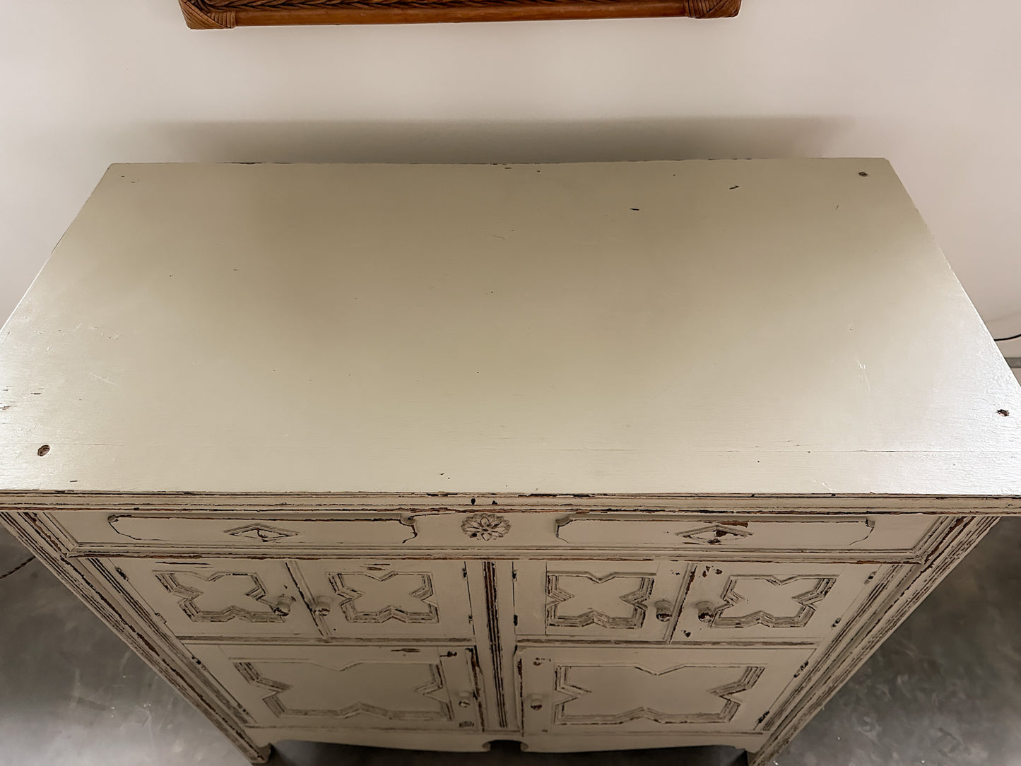 Swedish Gustavian Painted Cabinet With Carved Star Rosette, c. 19th Century