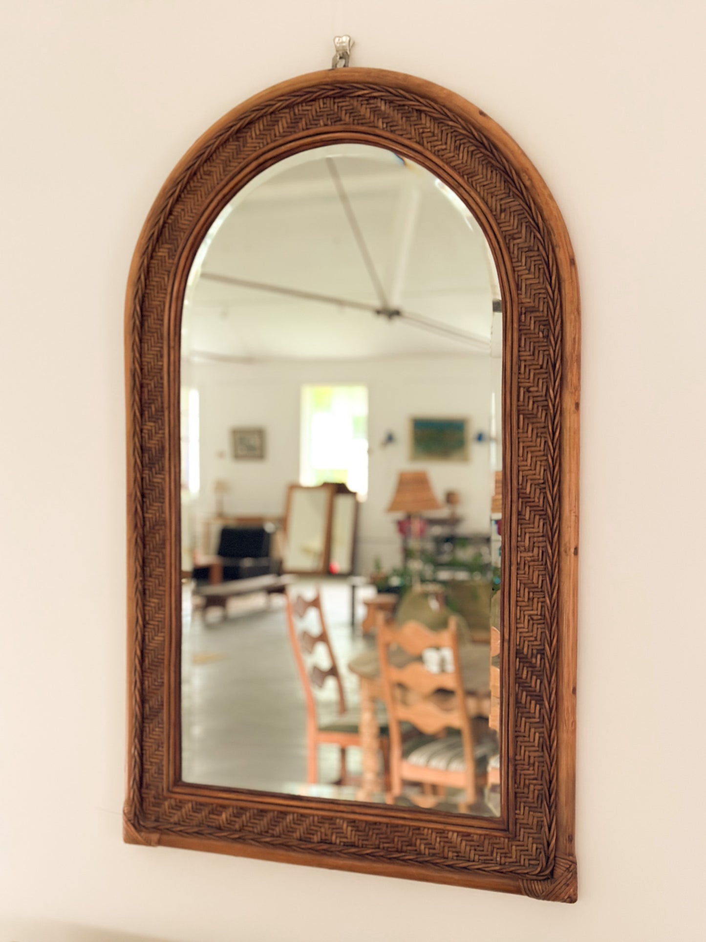 Italian Woven Reed Mirror, 1960