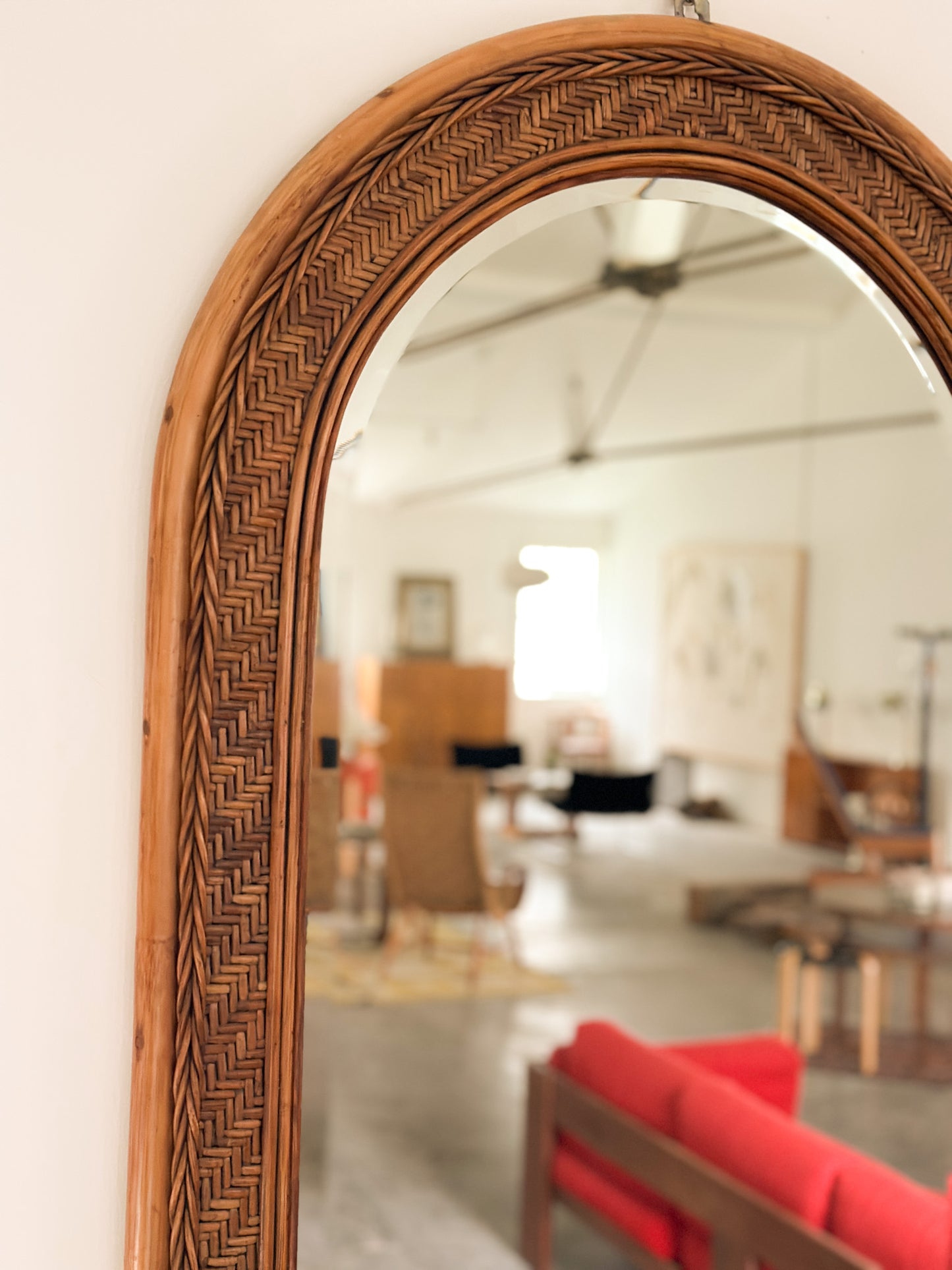 Italian Woven Reed Mirror, 1960