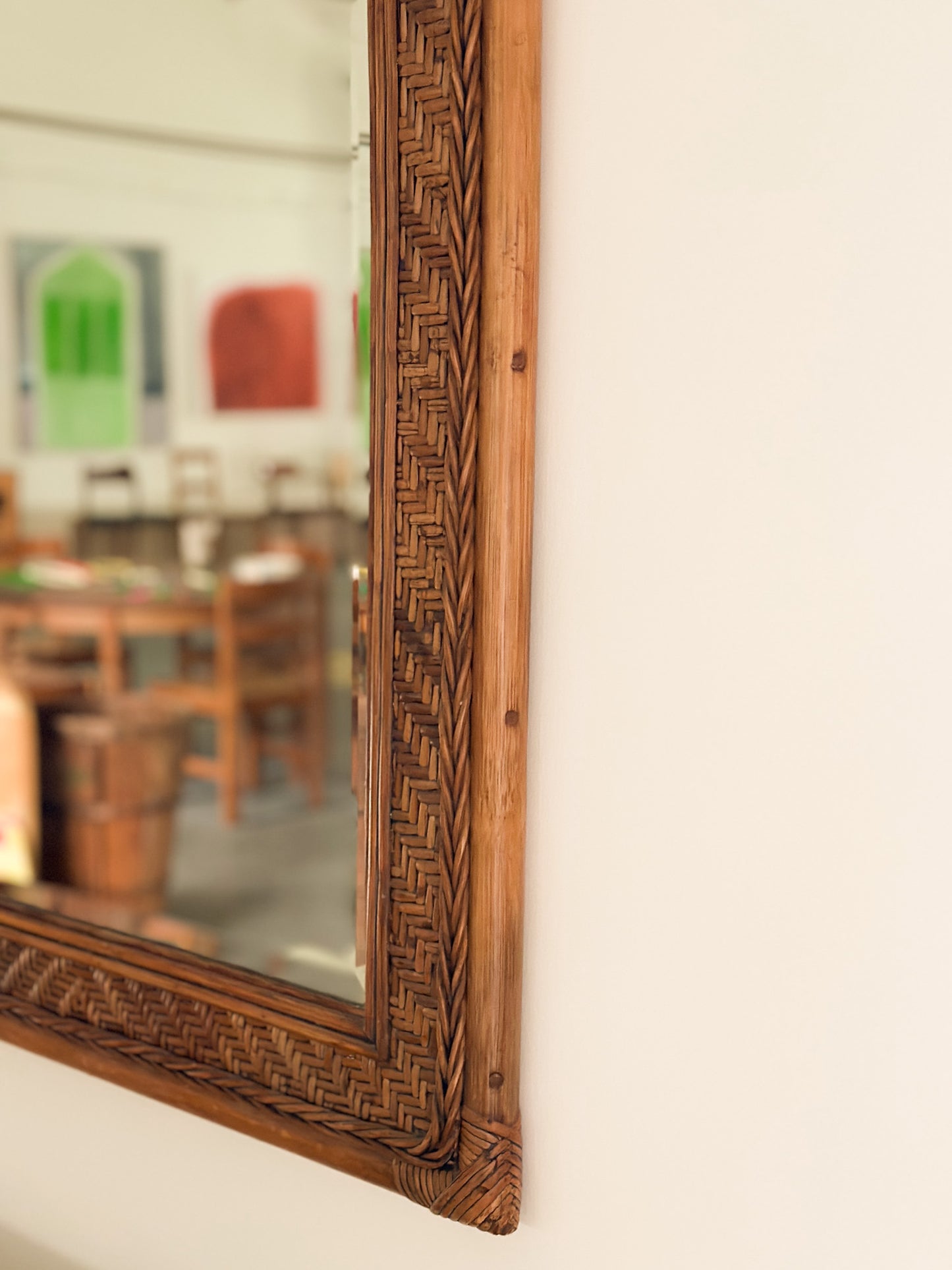 Italian Woven Reed Mirror, 1960