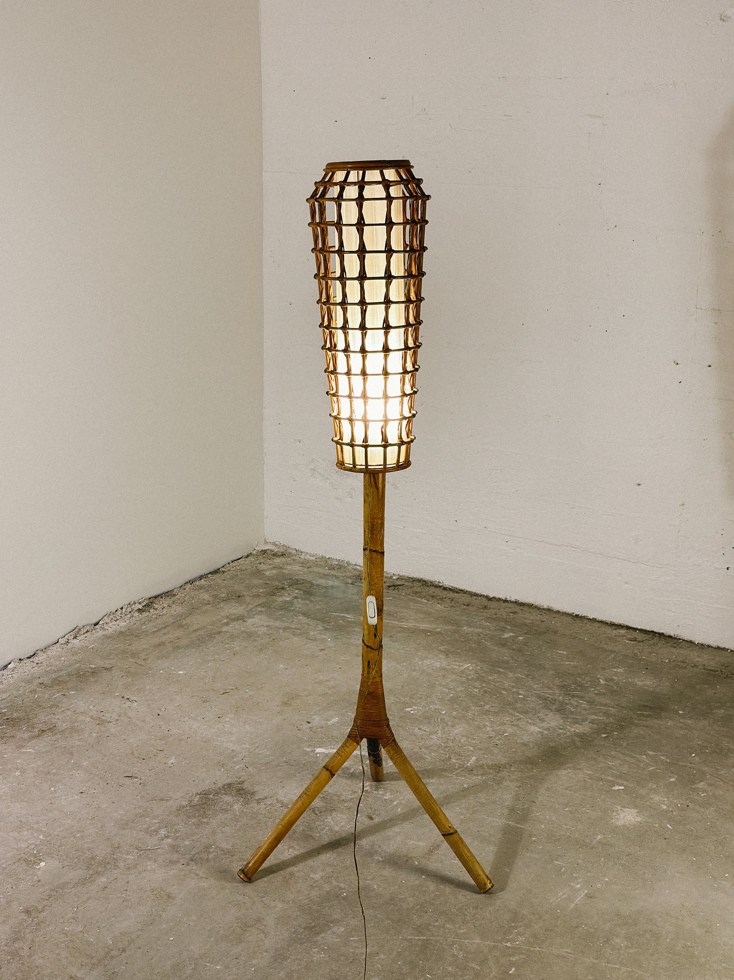 Bamboo and Rattan Floor Lamp, Italy