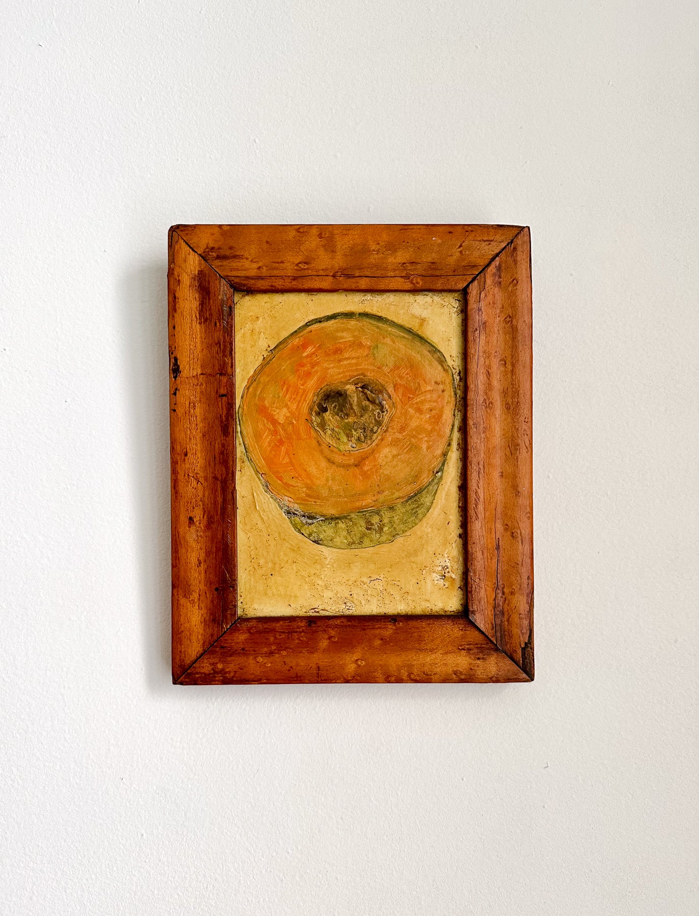 Set of 3 Wooden Paintings of Melon, Peas, Greens by Mary Jo Schwalbach, Framed