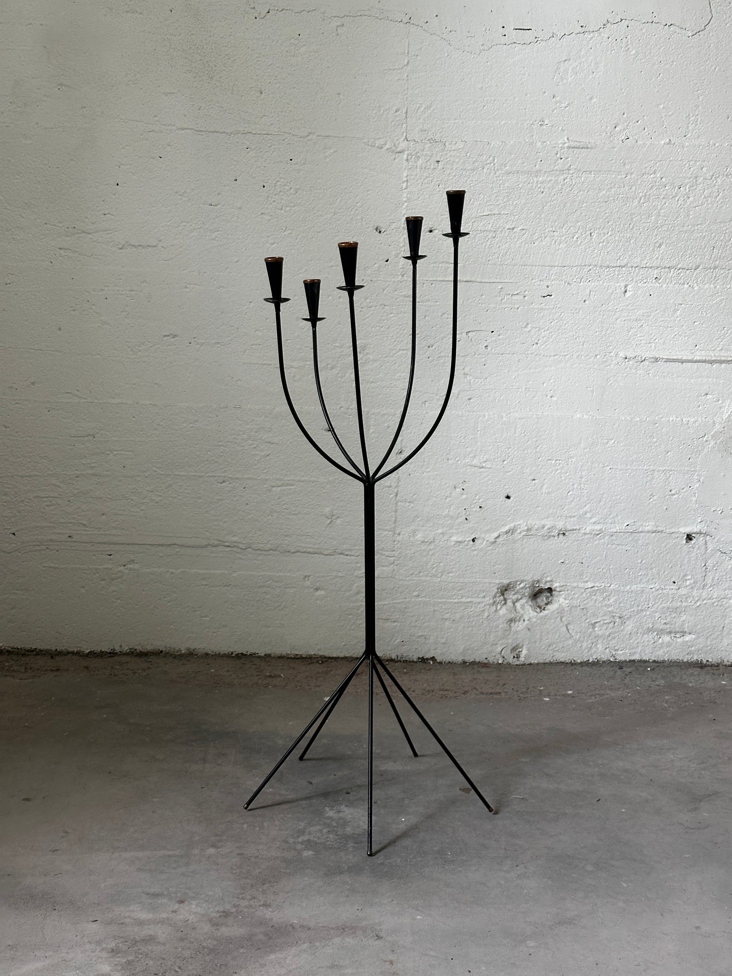 Wrought Iron Floor Candelabrum, 20th Century
