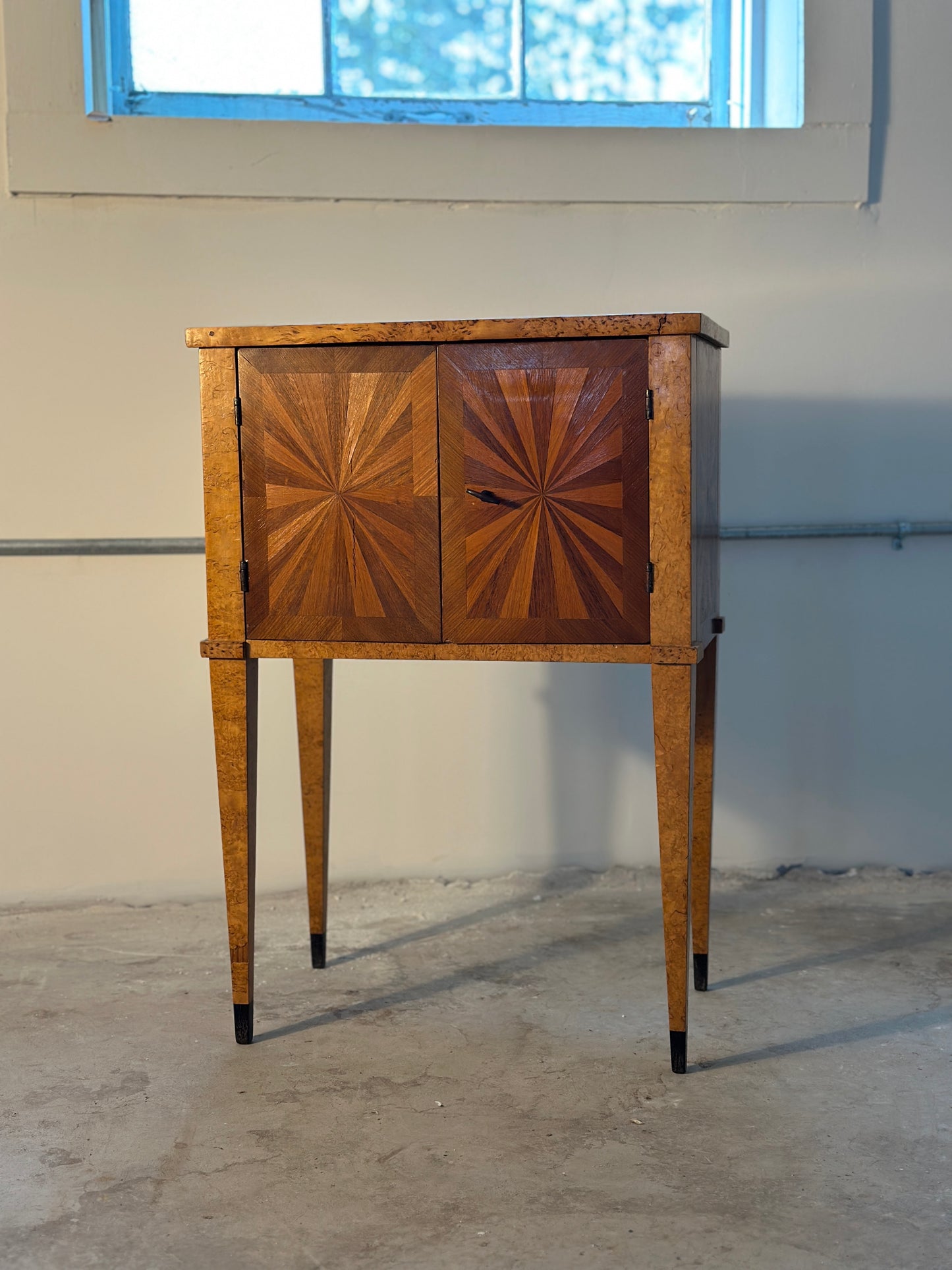 19th C Swedish Burl & Marquetry Cabinet