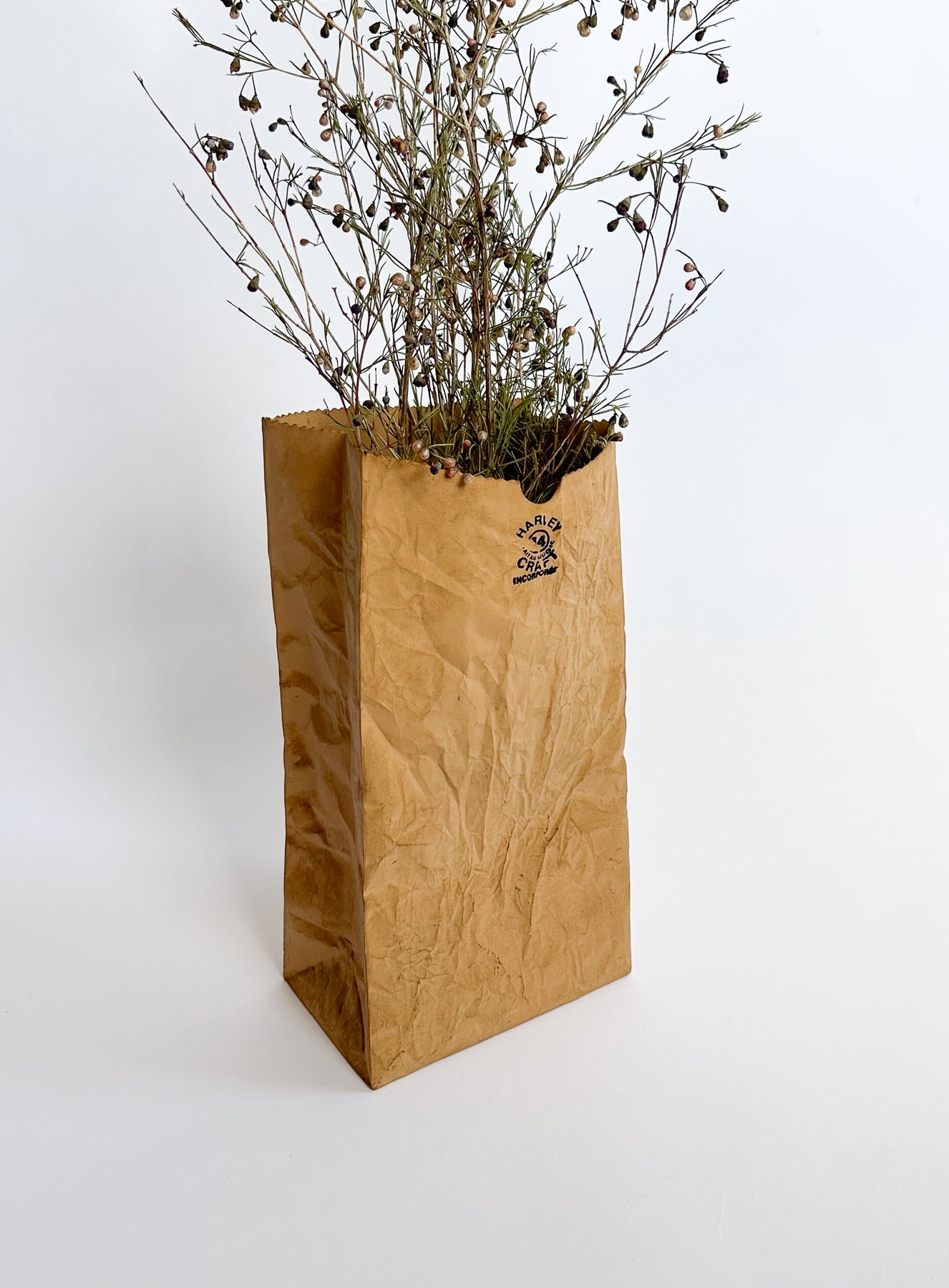 Artist Michael Harvey, Paper Bag Ceramic Vase