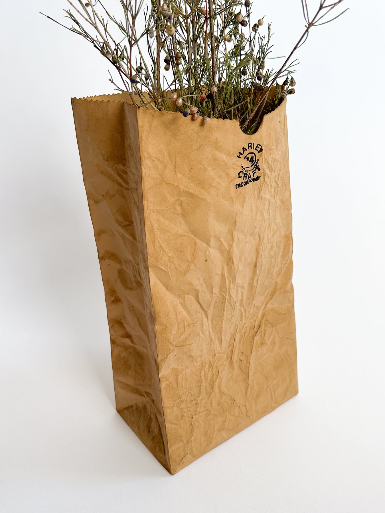 Artist Michael Harvey, Paper Bag Ceramic Vase