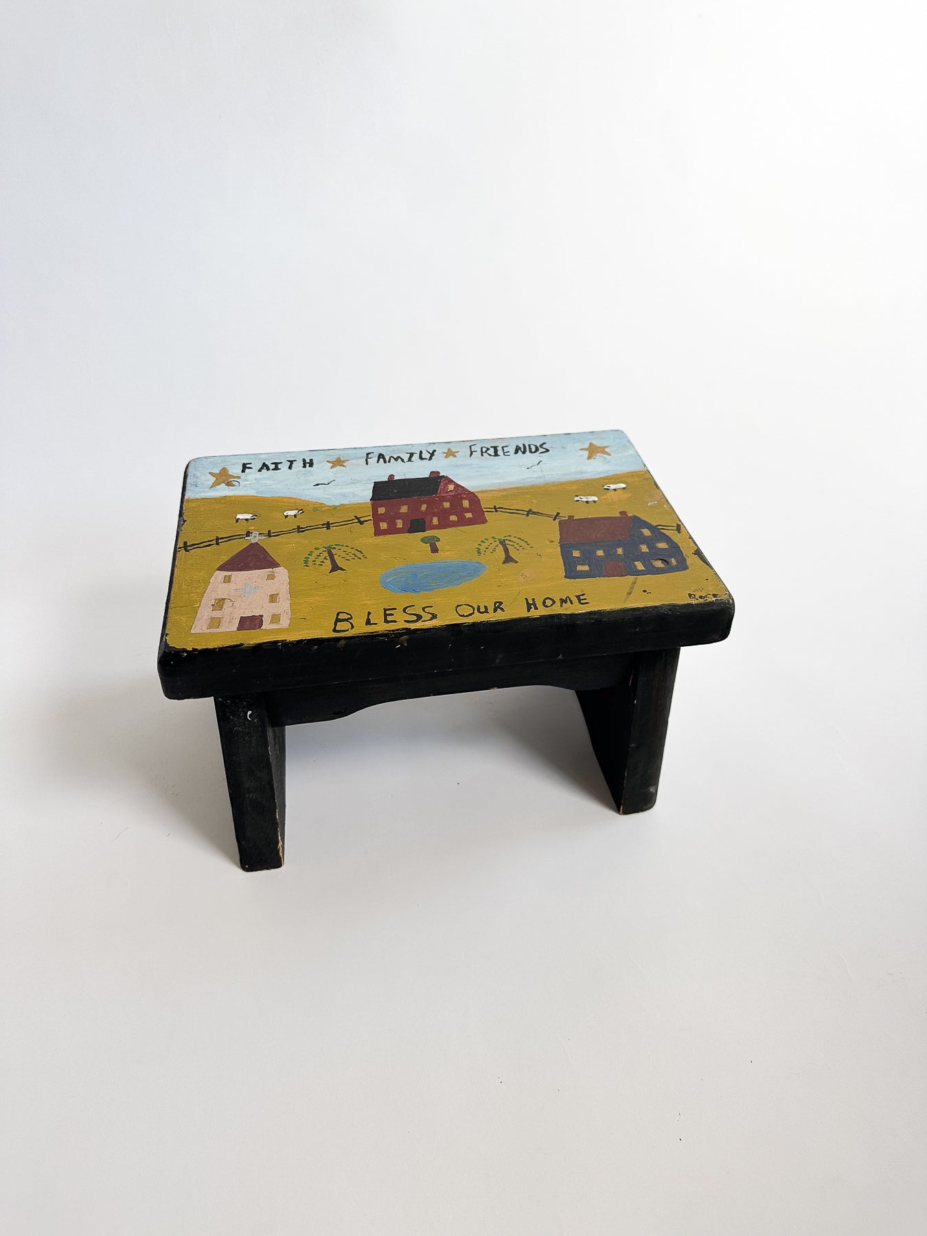 Handpainted Folk Art Stool, Anonymous