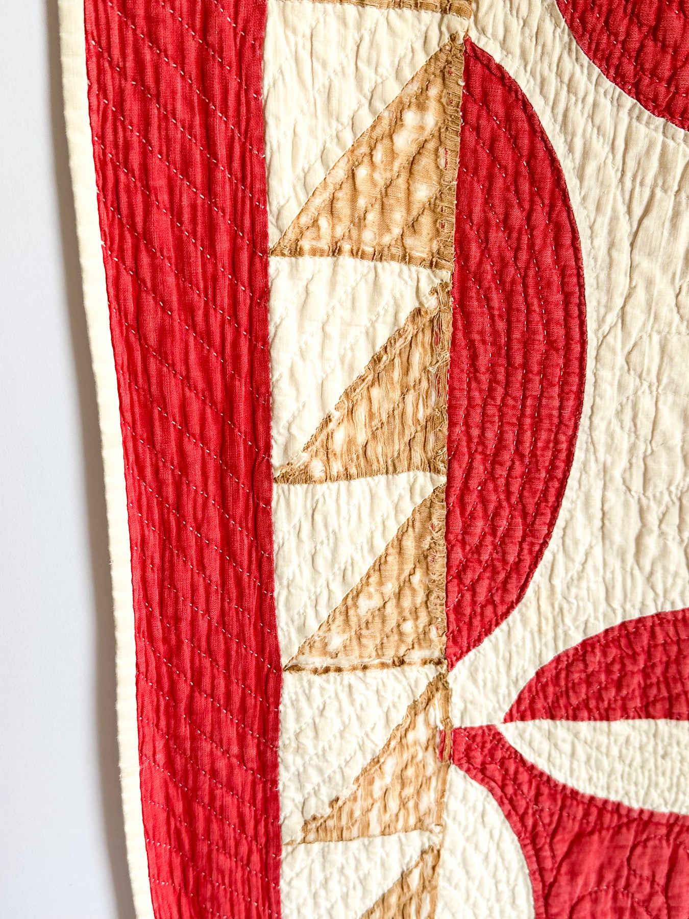 Antique Hand Sewn Quilt, Red & White