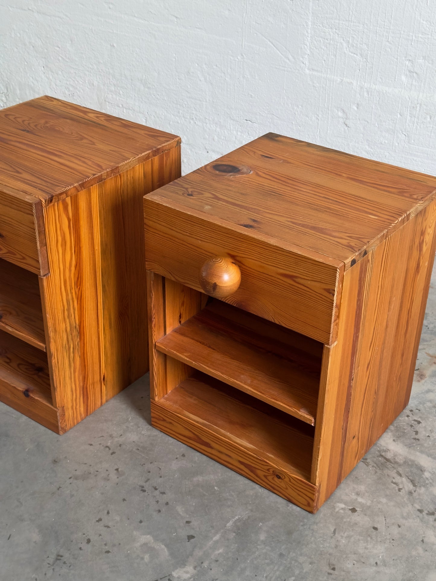 Sven Larsson Pine Bedside Tables, Scandinavian Modern, Mid 20th C.