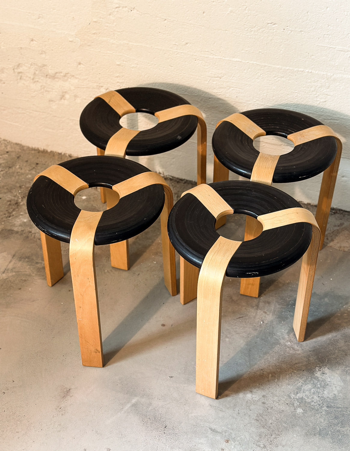 Tall Donut Stools by Rud Thygesen & Johnny Sørensen for Magnus Olesen c. 1970, Denmark