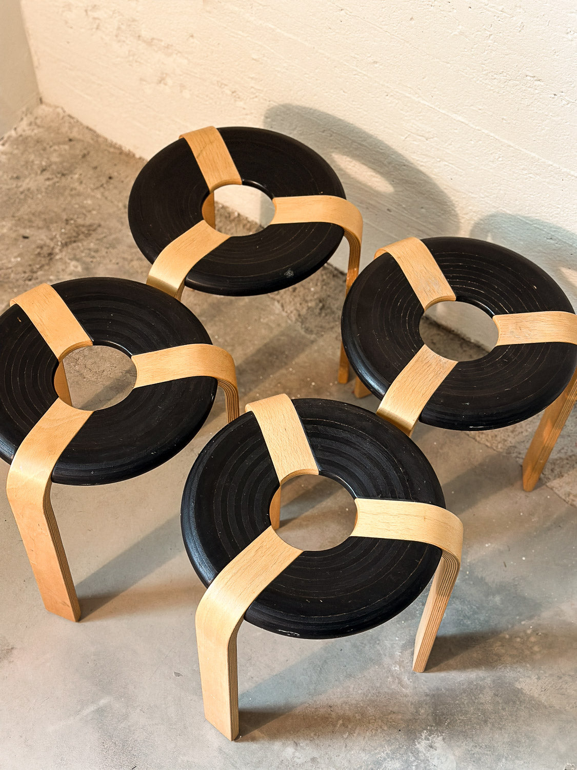 Tall Donut Stools by Rud Thygesen & Johnny Sørensen for Magnus Olesen c. 1970, Denmark