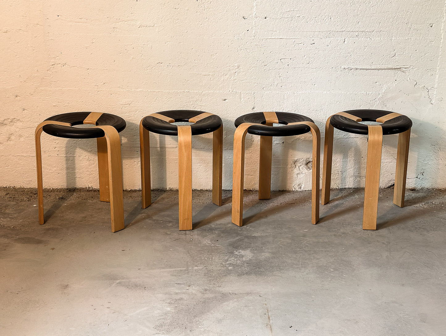 Tall Donut Stools by Rud Thygesen & Johnny Sørensen for Magnus Olesen c. 1970, Denmark