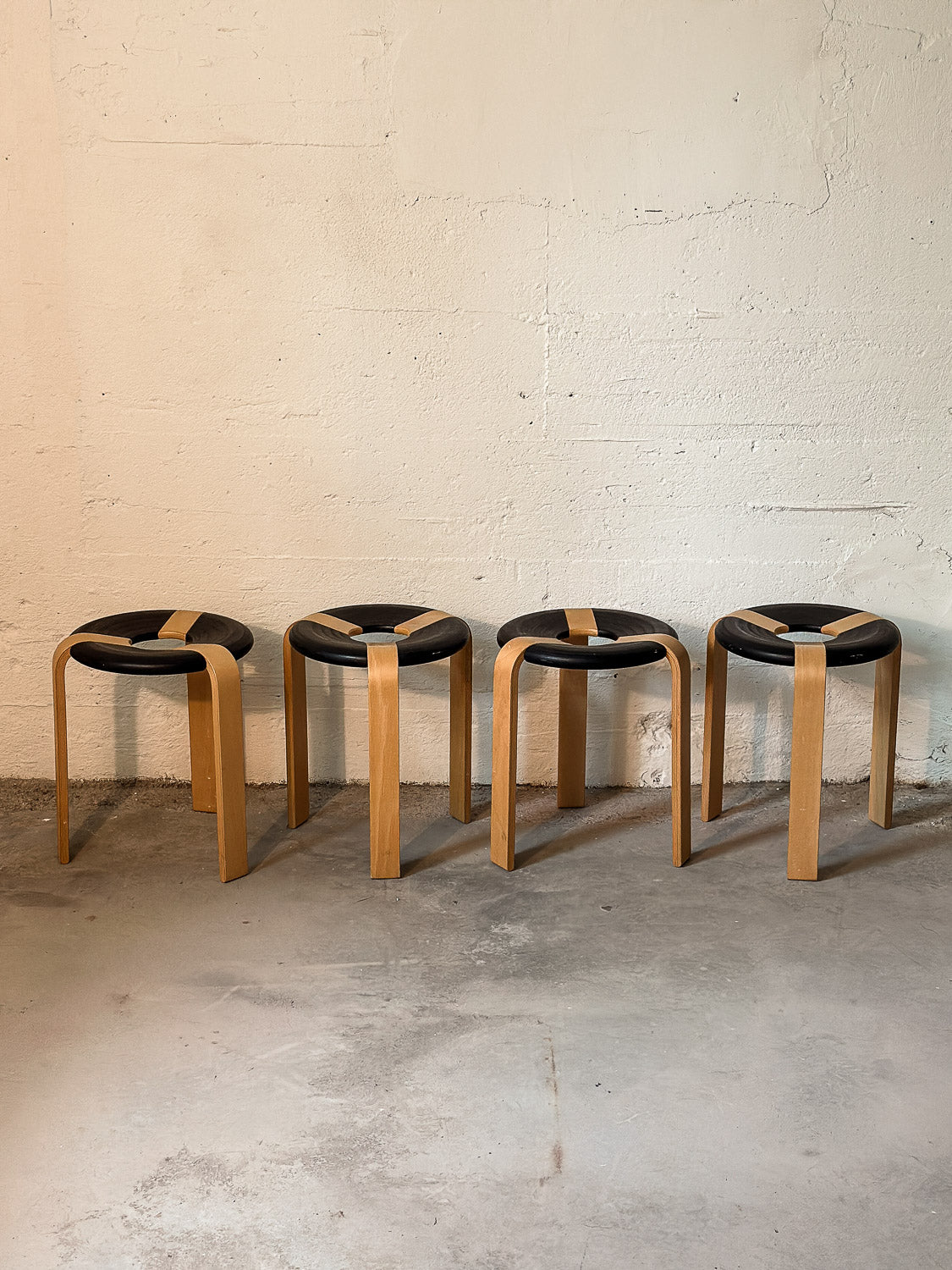 Tall Donut Stools by Rud Thygesen & Johnny Sørensen for Magnus Olesen c. 1970, Denmark