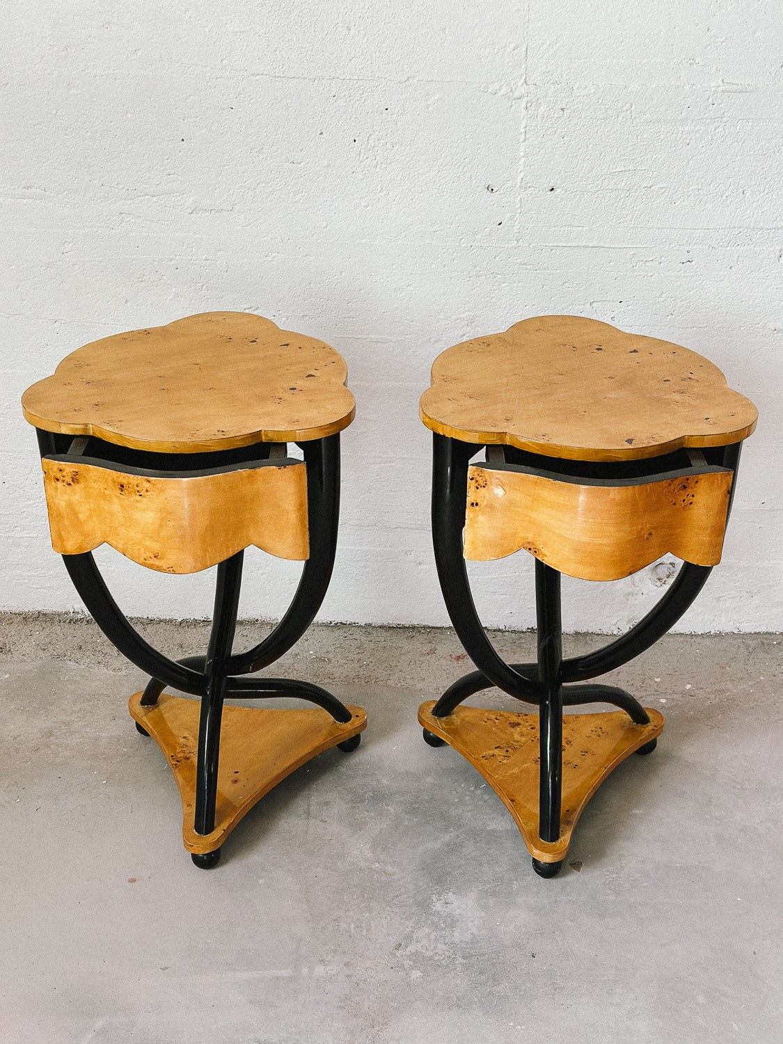 Pair of Art Deco Birch Bedside Tables, Swedish