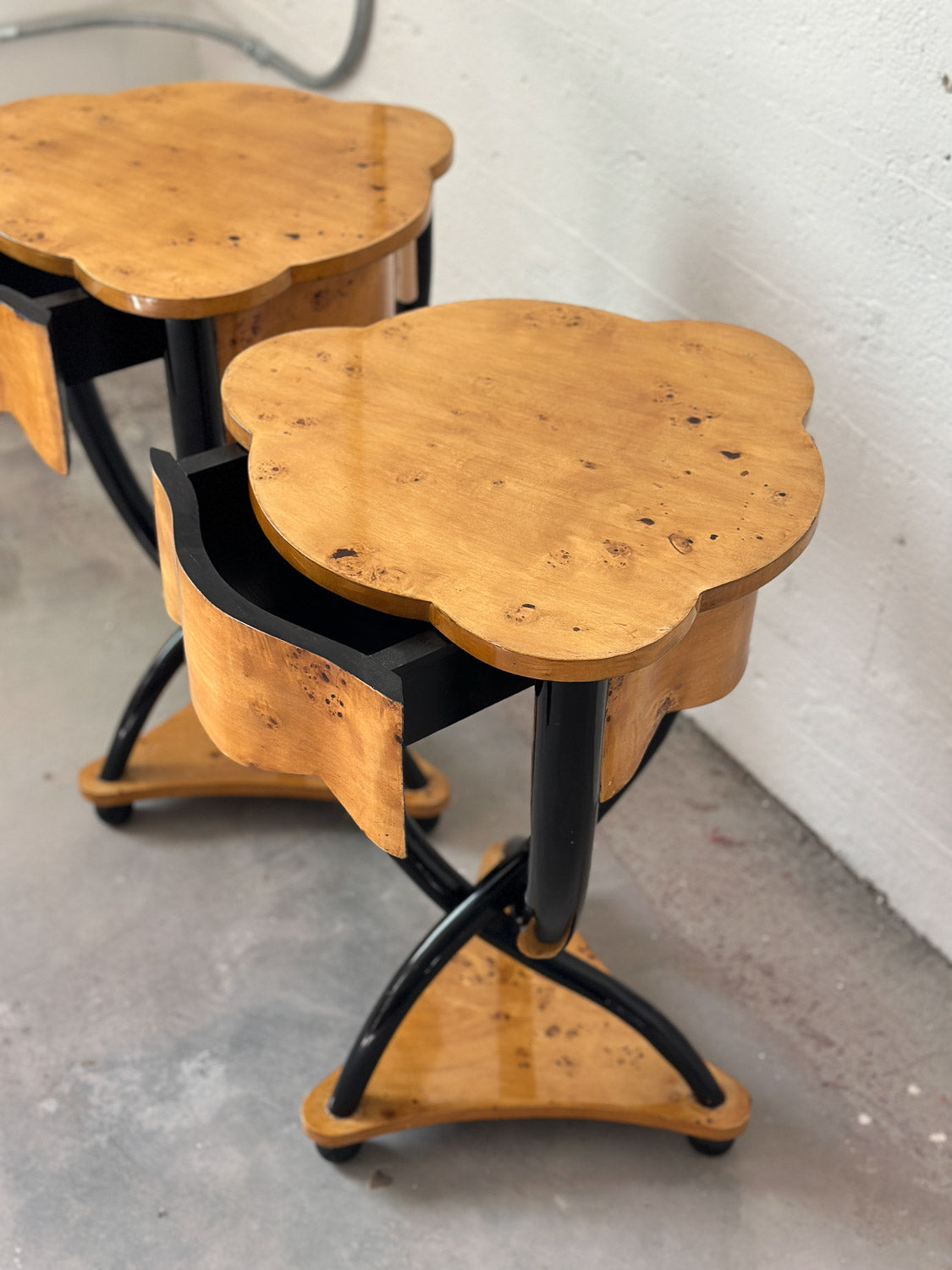 Pair of Art Deco Birch Bedside Tables, Swedish