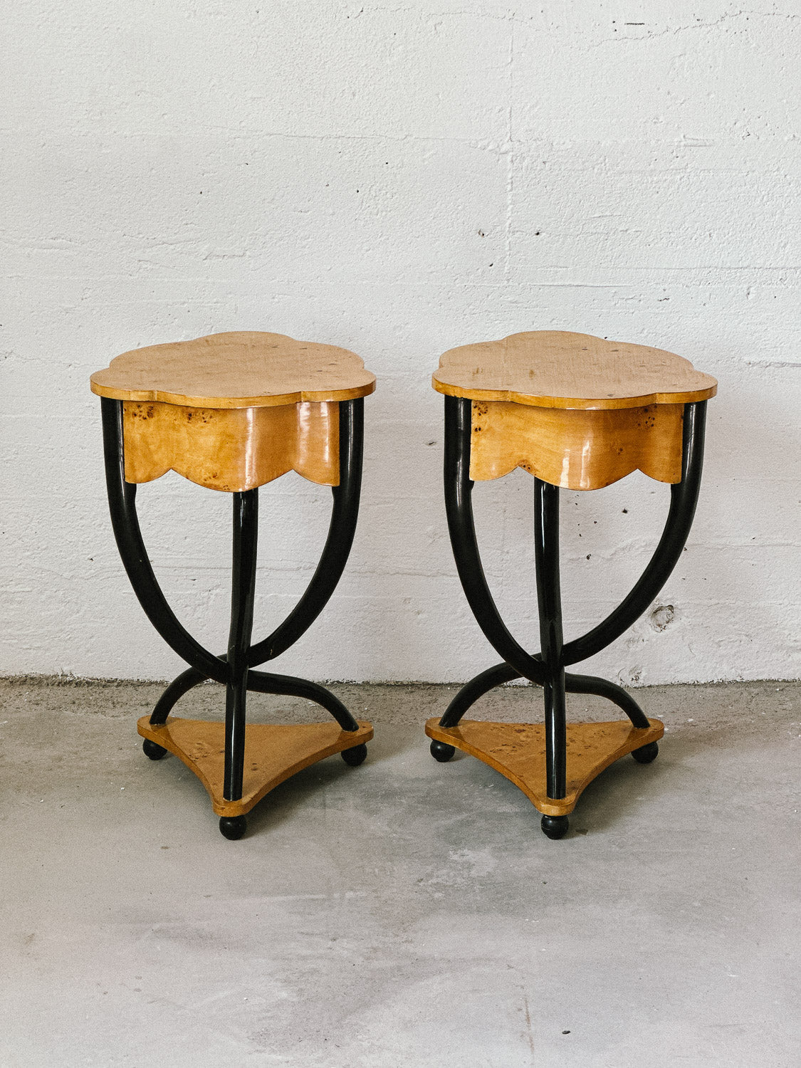 Pair of Art Deco Birch Bedside Tables, Swedish