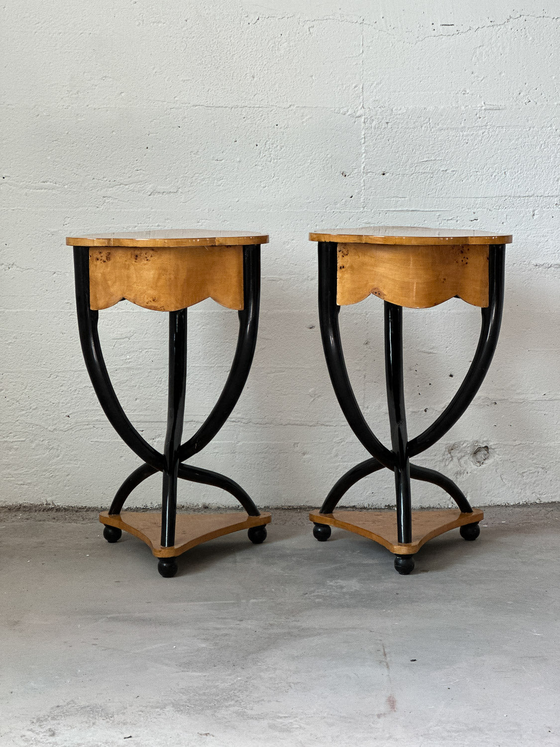 Pair of Art Deco Birch Bedside Tables, Swedish