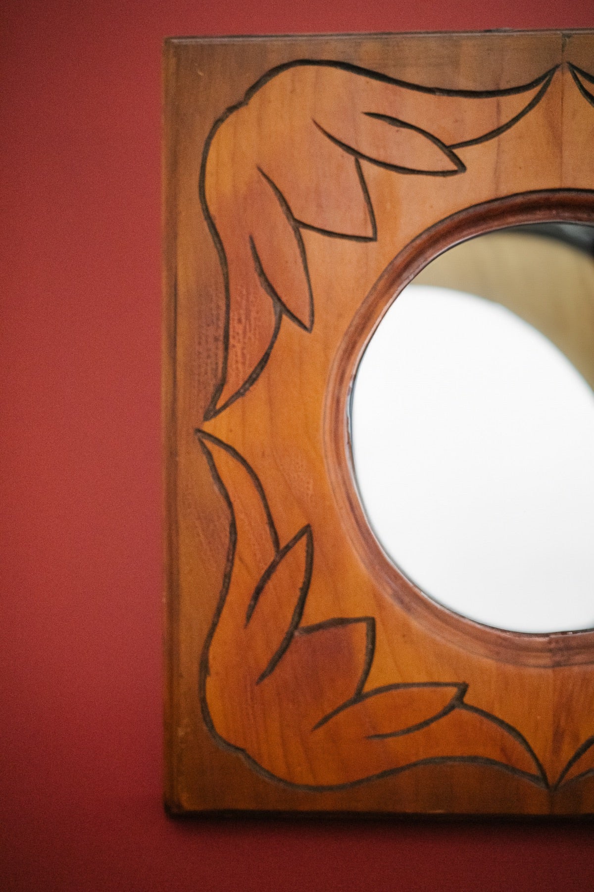 FRENCH WOODEN CARVED MIRROR C. 1980