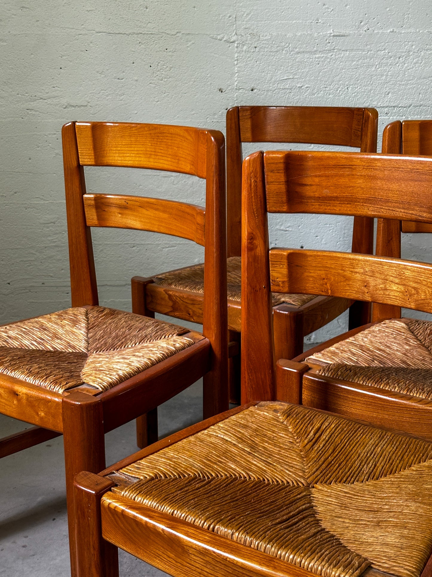 French Elm Dining Chairs attrib. Maison Regain