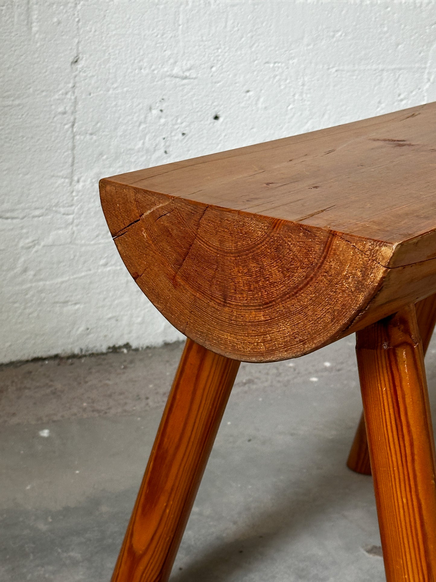 20 Century Pine Half-Log Stool, Sweden