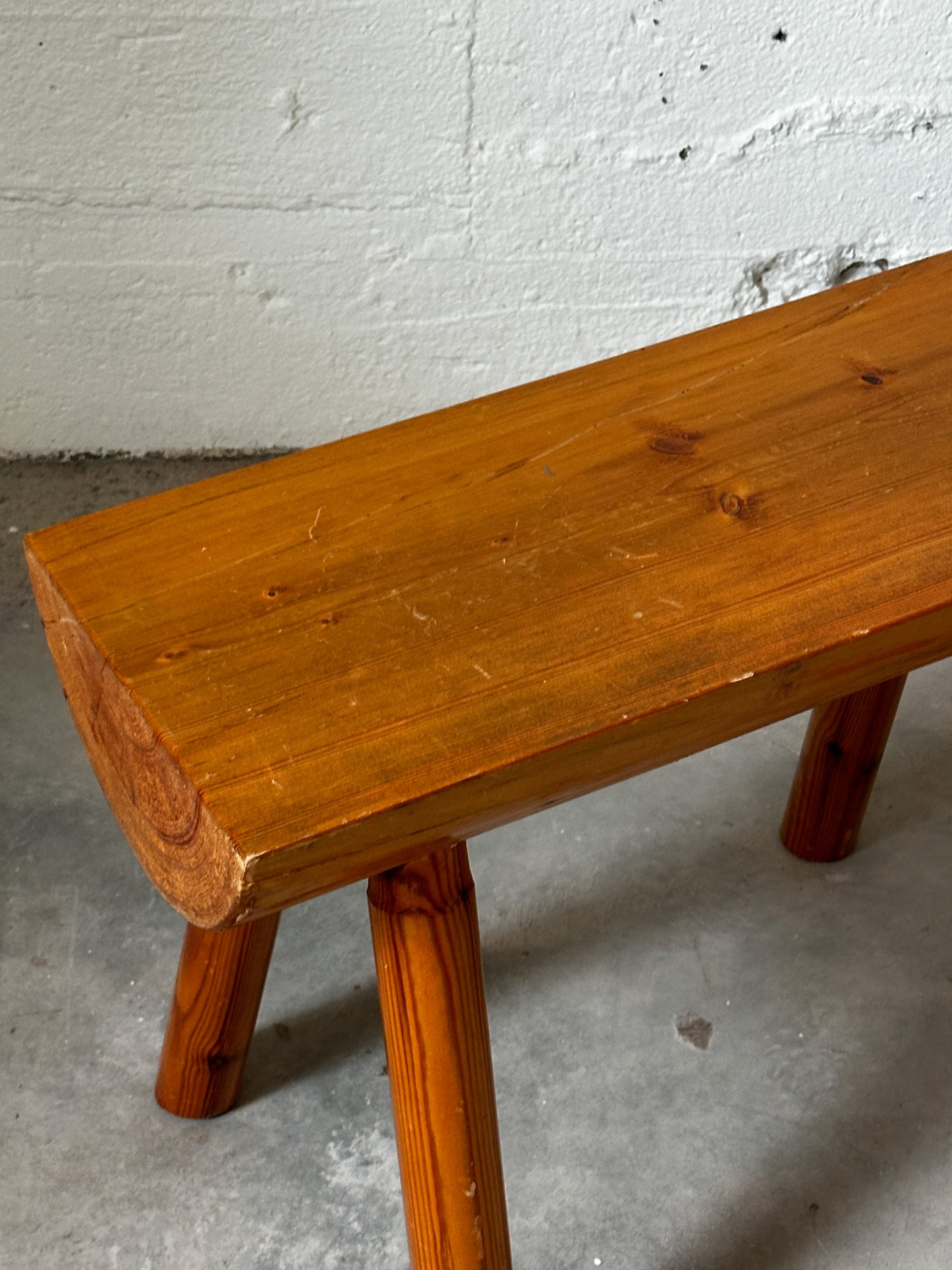 20 Century Pine Half-Log Stool, Sweden