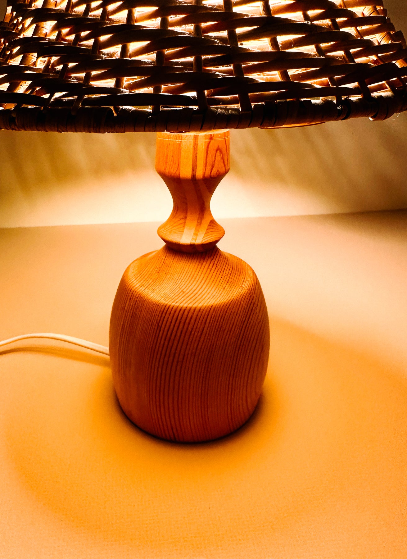 WOODEN SWEDISH LAMP, C. 1970