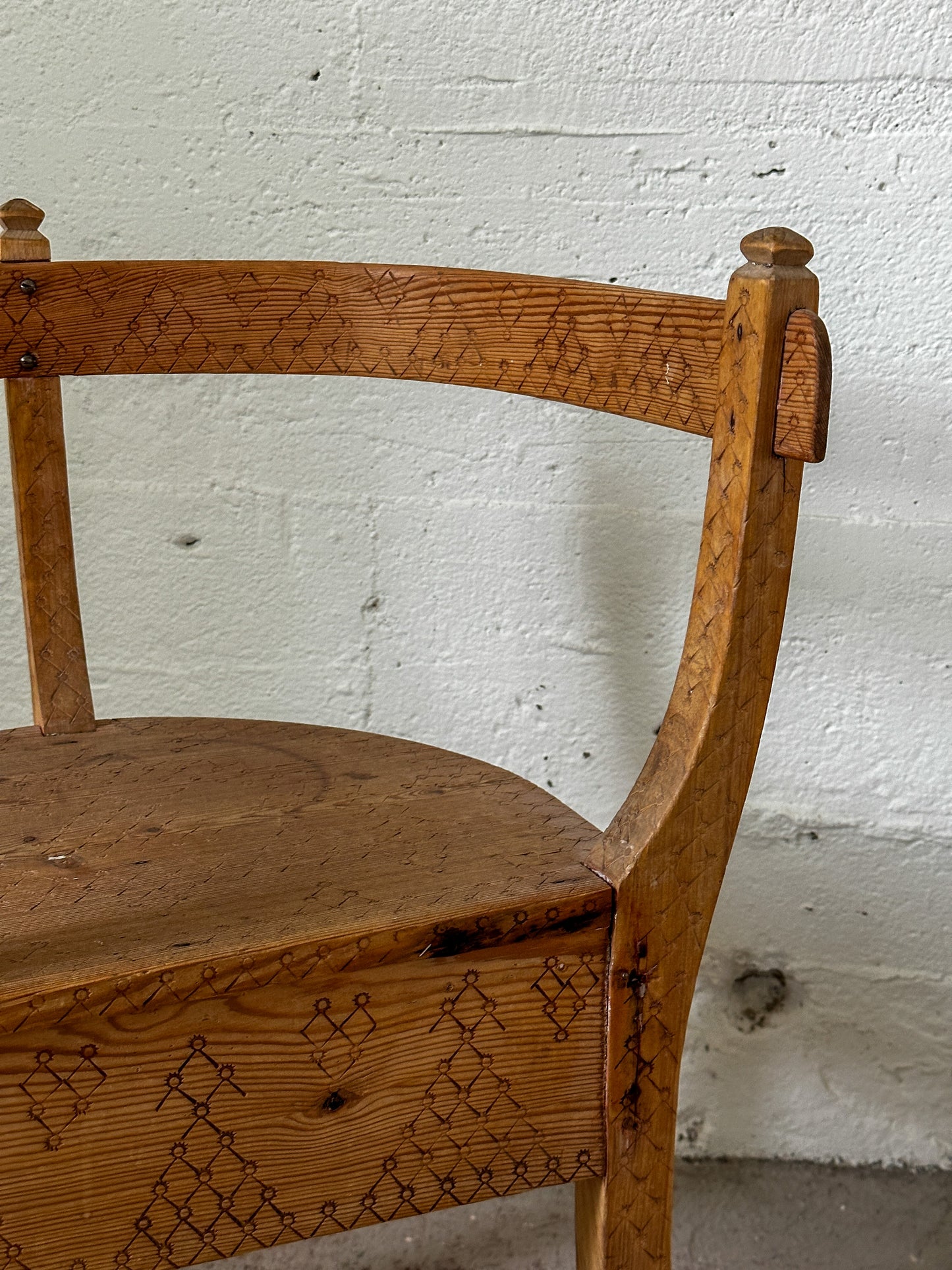 Swedish Folk Chair with Geometric Carved Details c. 1900's