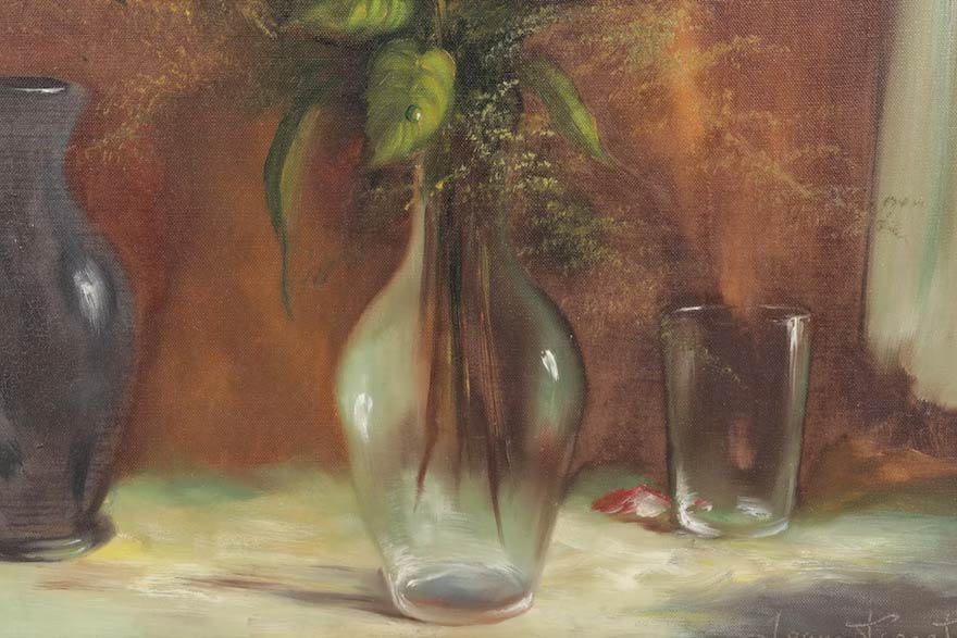 Joanne Garret Still Life of Roses painting, framed and signed